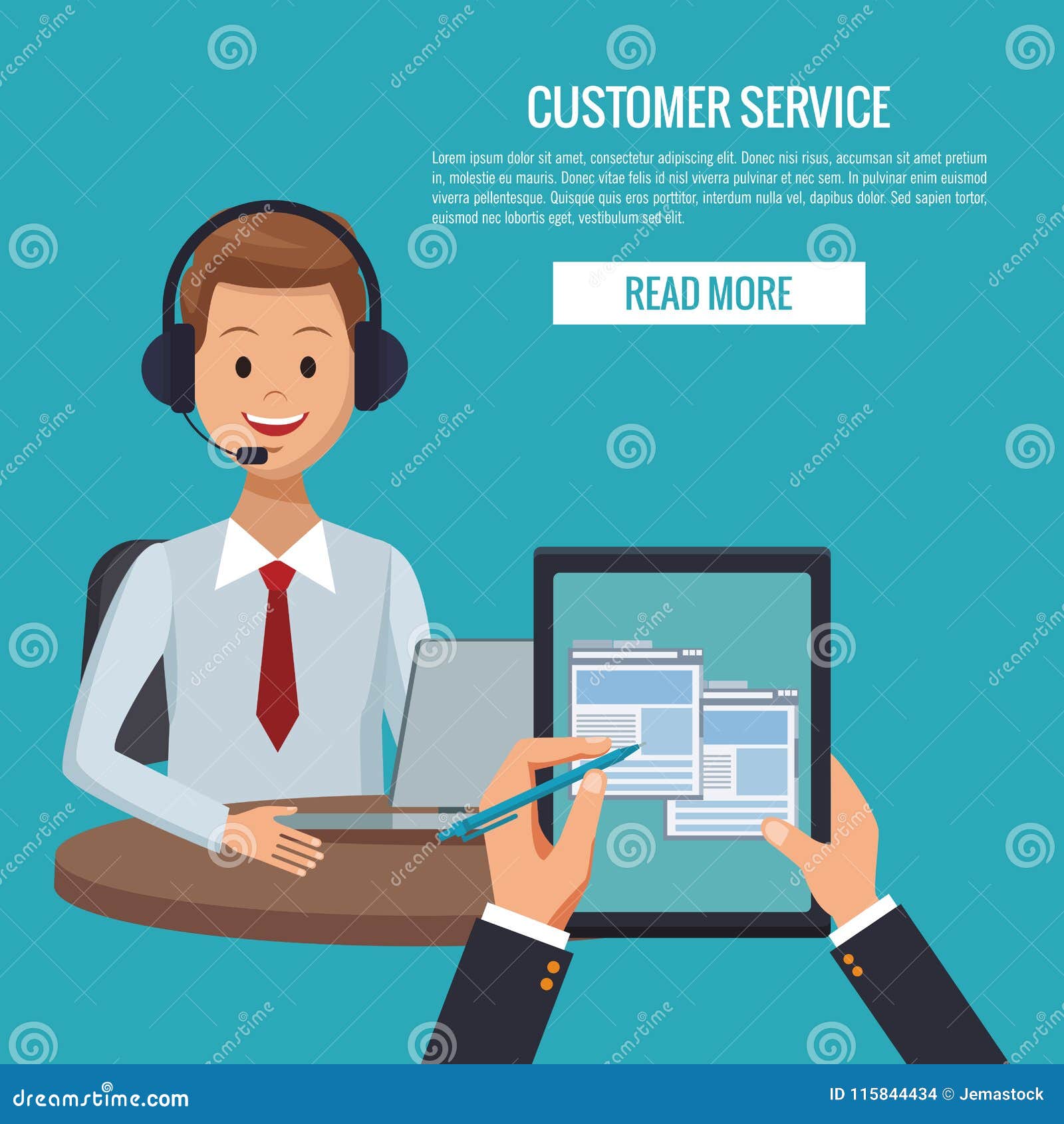 Customer service banner stock vector. Illustration of customer 115844434