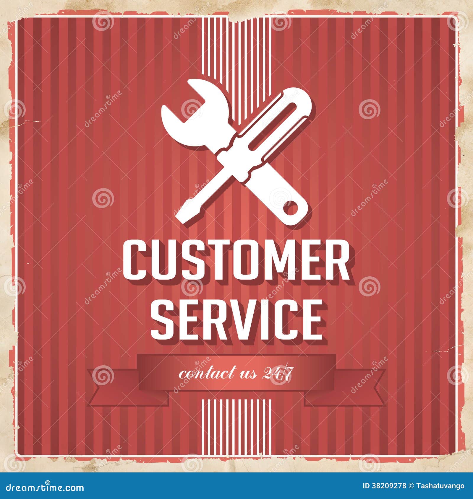 Customer Service Concept on Red in Flat Design. Stock Illustration Illustration of contact