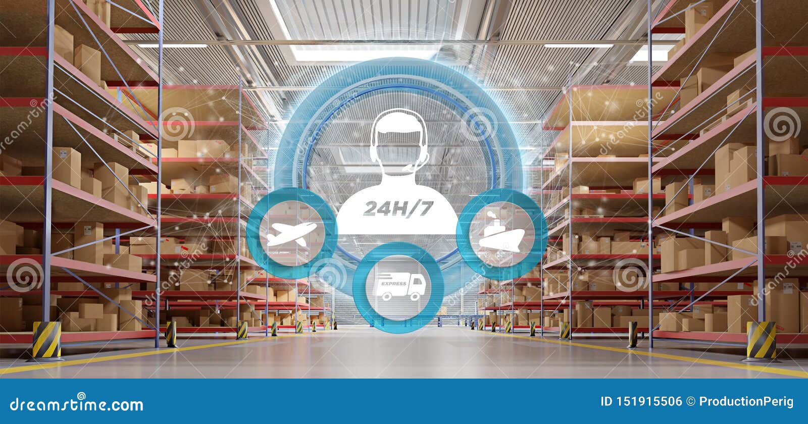 Customer Service Concept on a Warehouse Background 3d Rendering Stock