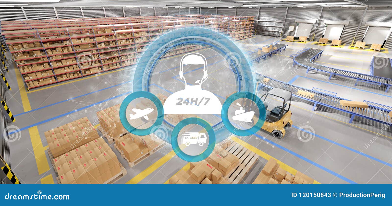 Customer Service Concept on a Warehouse Background 3d Rendering Stock
