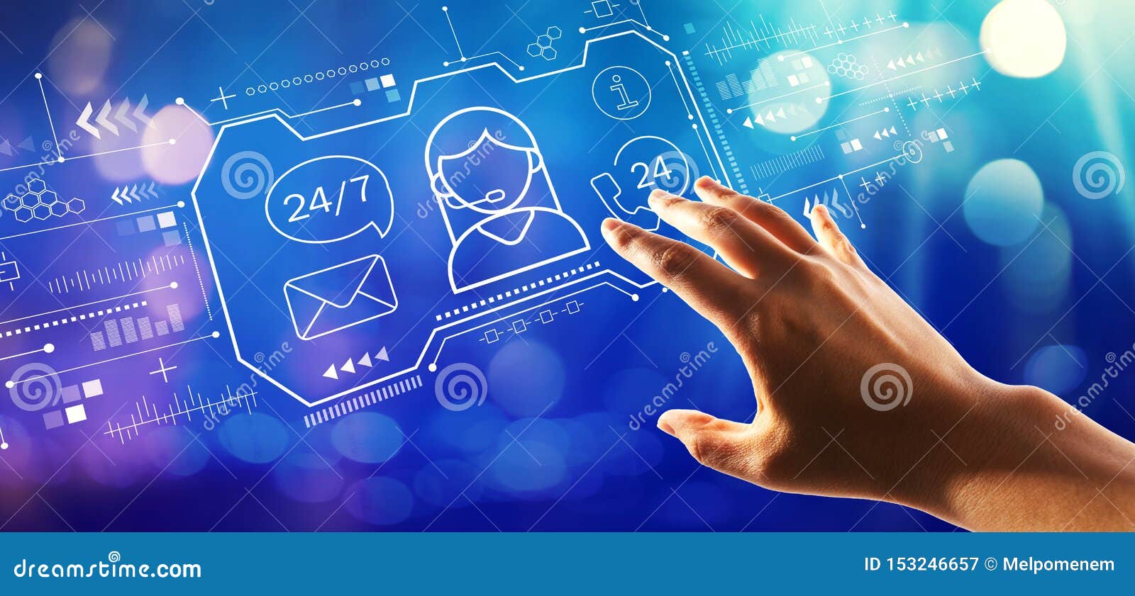 Customer Service 24 Hours 7 Days a Week with Hand Pressing a Button