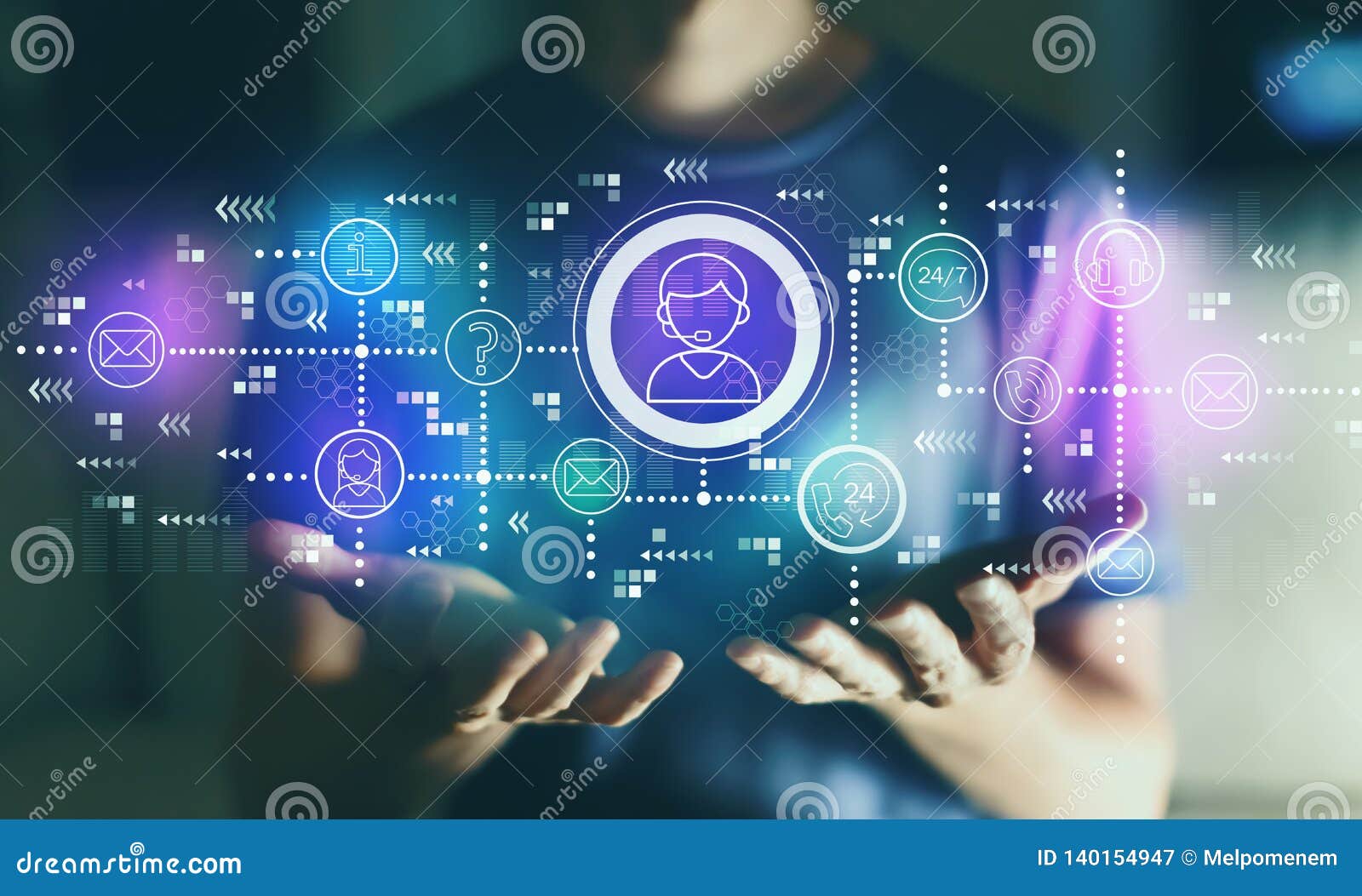 Customer Service 24 Hours 7 Days a Week with Young Man Stock Image Image of business, circle