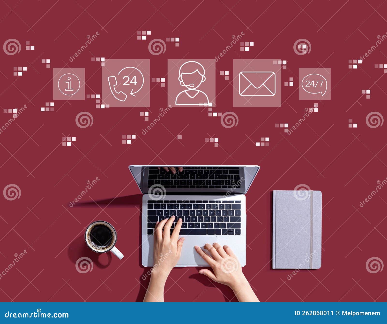 Customer Service with Person Using a Laptop Stock Illustration