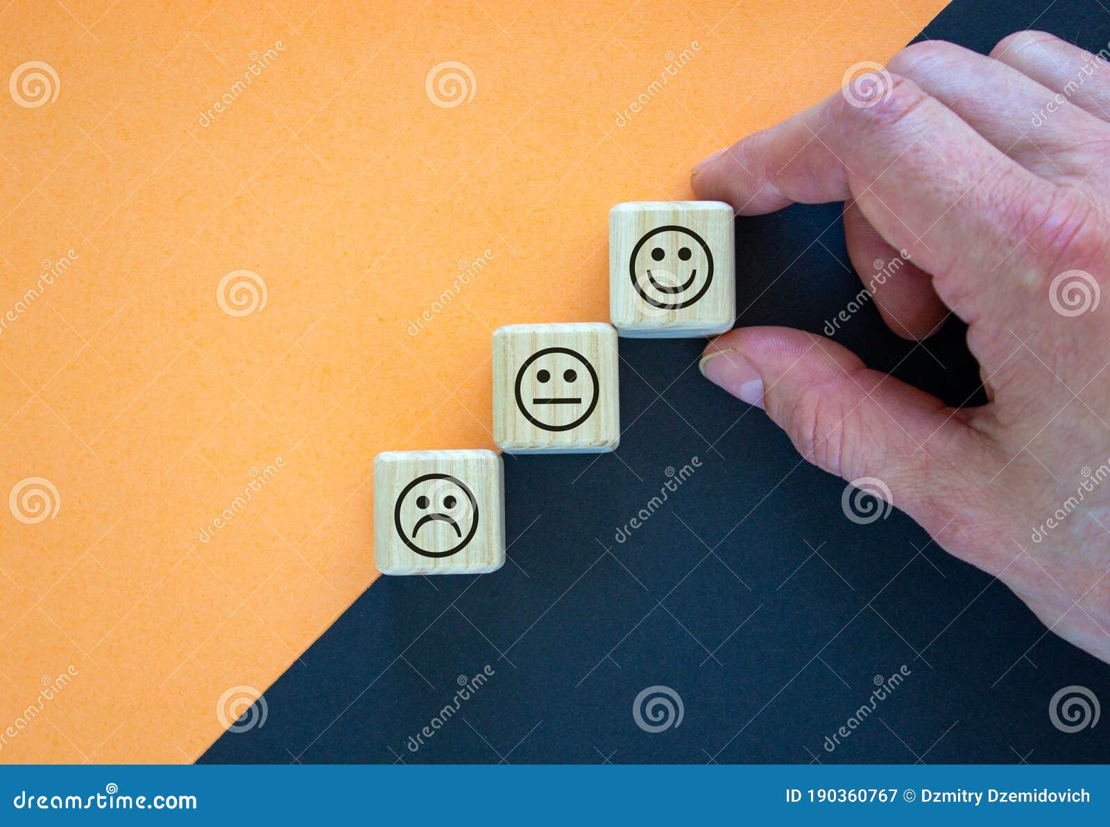 customer showing rating with happy icon on peach background. customer satisfaction survey and business concept, copy space
