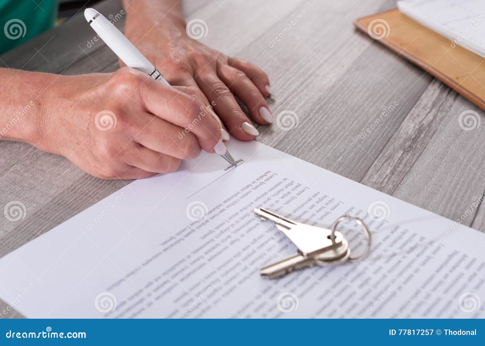 Customer Signing a Real Estate Contract Stock Image Image of
