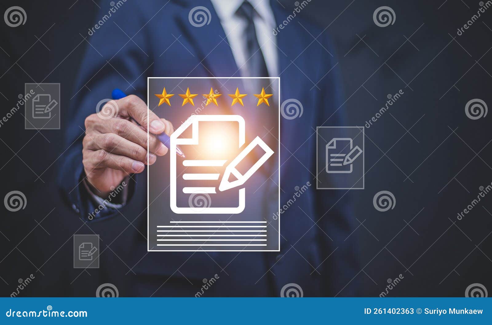 customer survey quality review ,businessman give rating to service experience on online application, customer review satisfaction