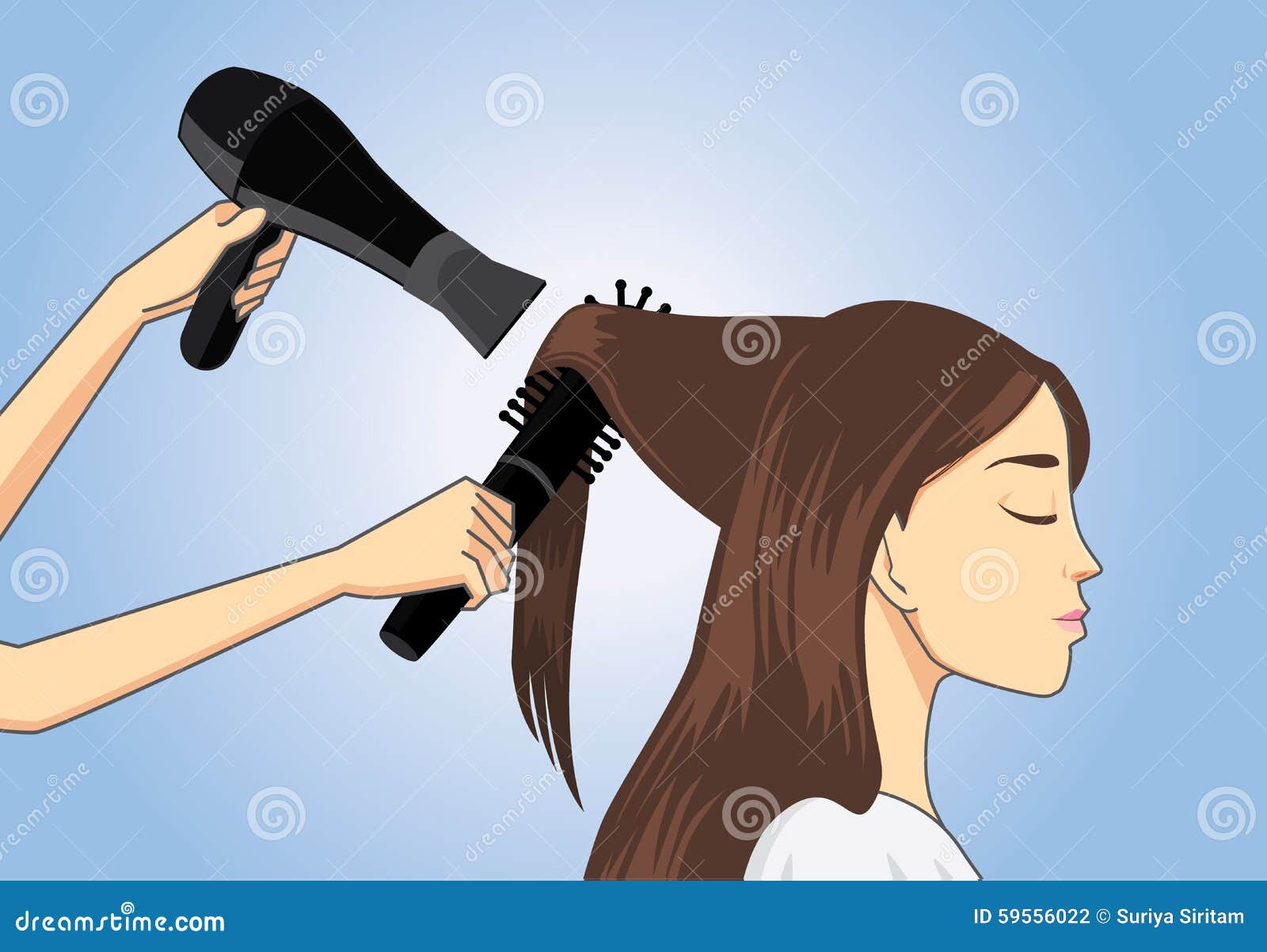 Customer To Get A Salon Blow Dry Stock Vector - Image: 59556022