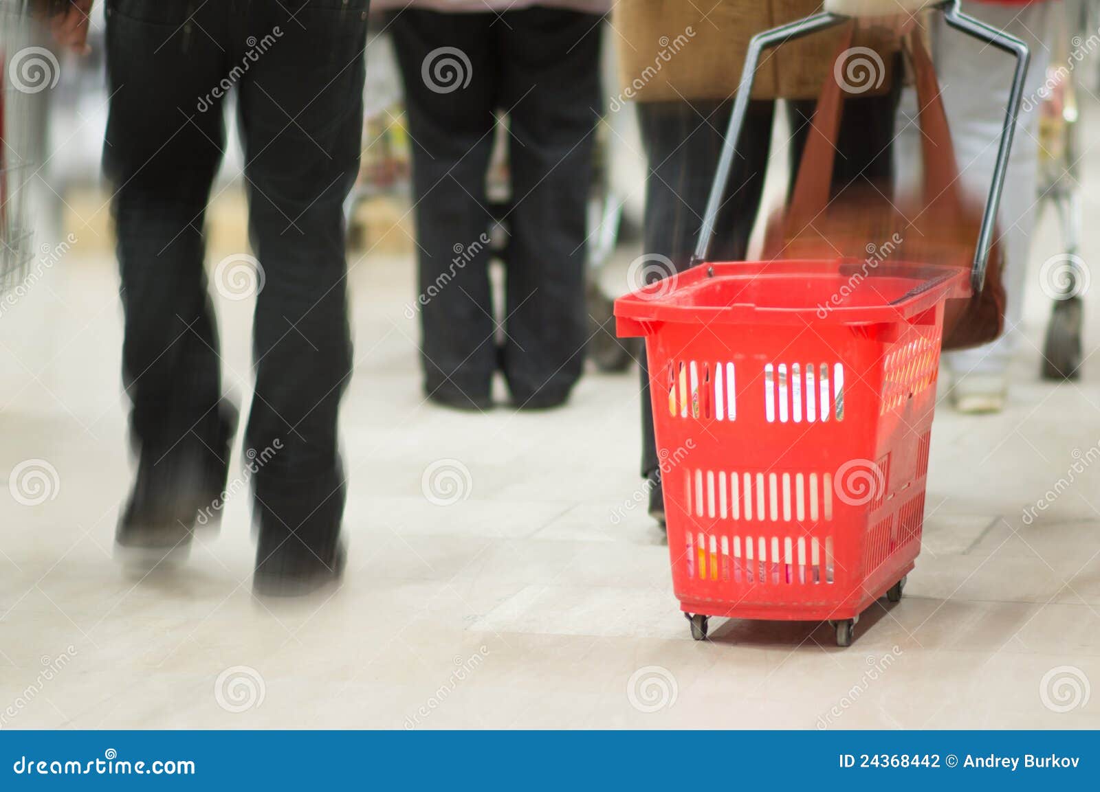Customers with Red Baskets in Supermarket Stock Photo Image of retail