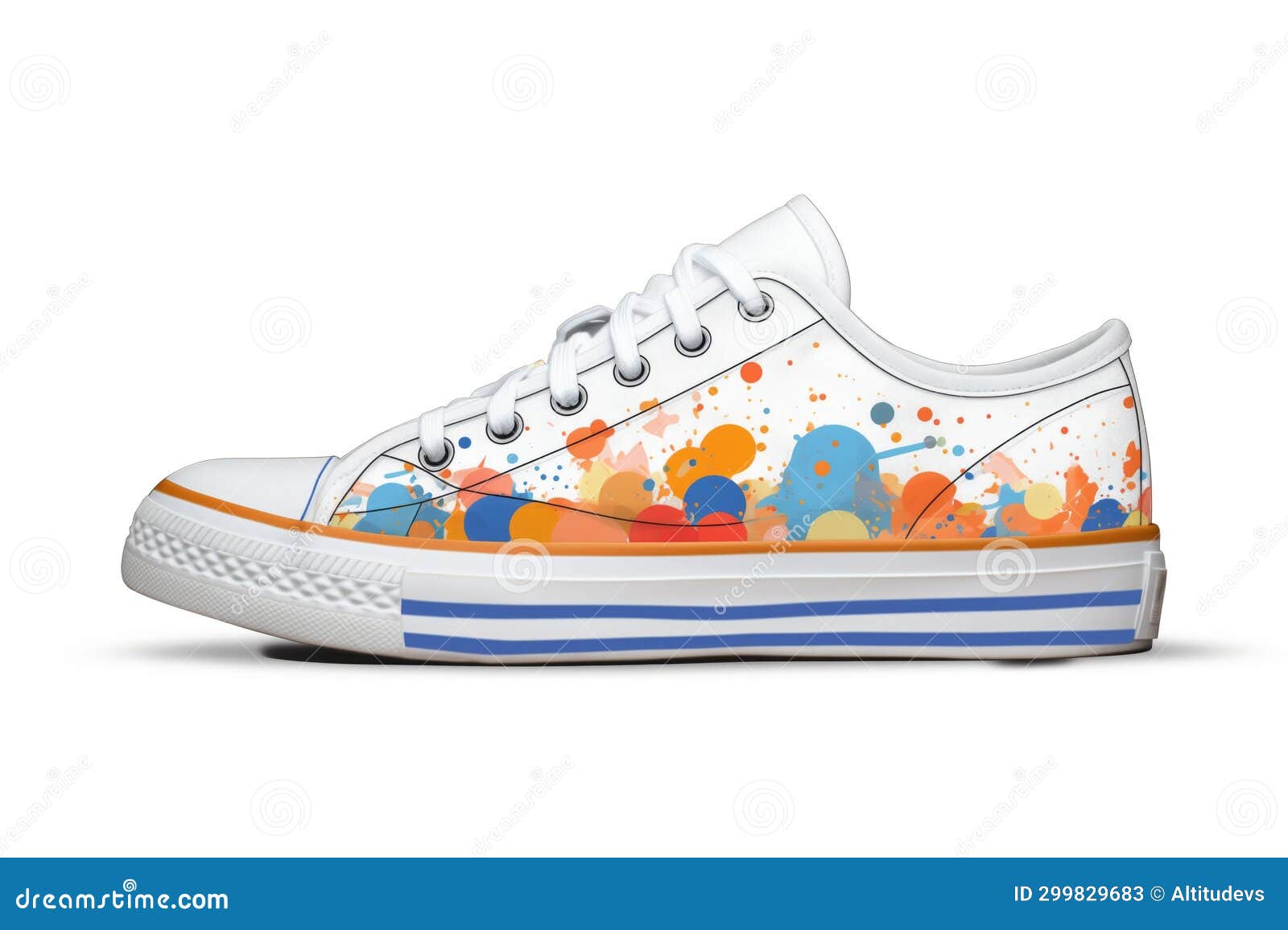 Customized Canvas Sneakers with Splash Paint Stock Image Image of