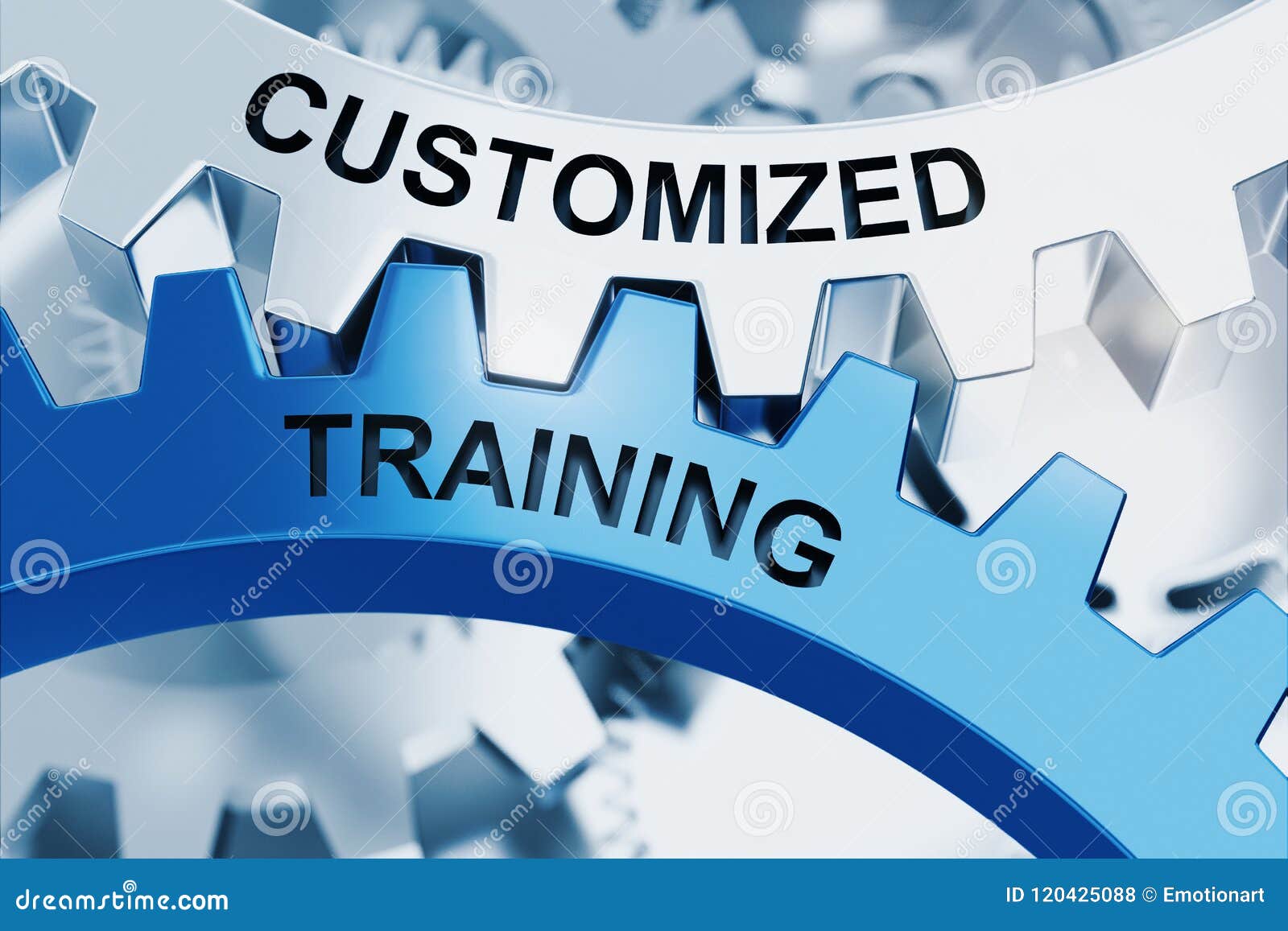 CUSTOMIZED TRAINING on Metal Cog Gears. Stock Illustration