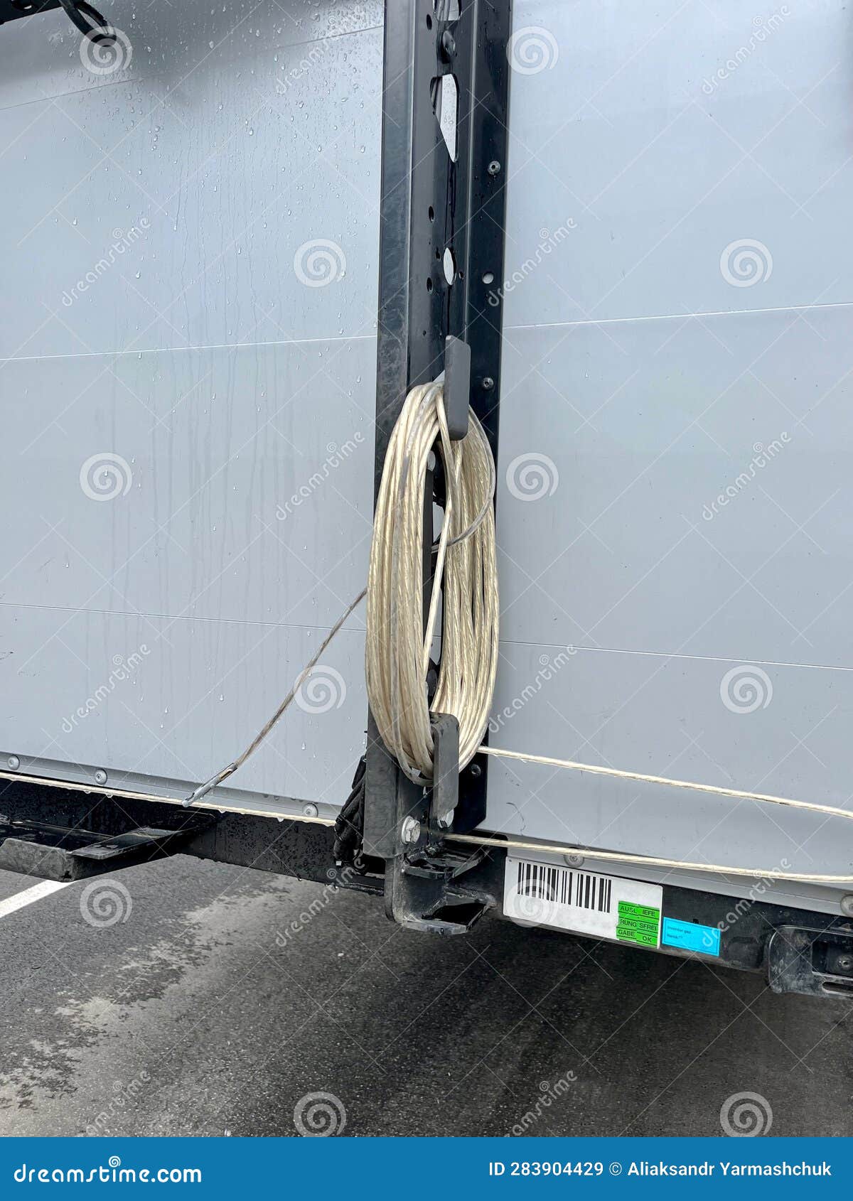 Customs Cable (sealing Cable) on a Truck Semitrailer Stock Image