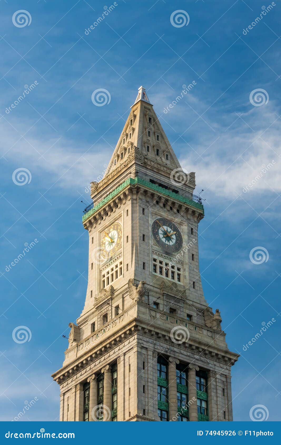 The Customs House Clock Tower Stock Photo Image of boston, highrise