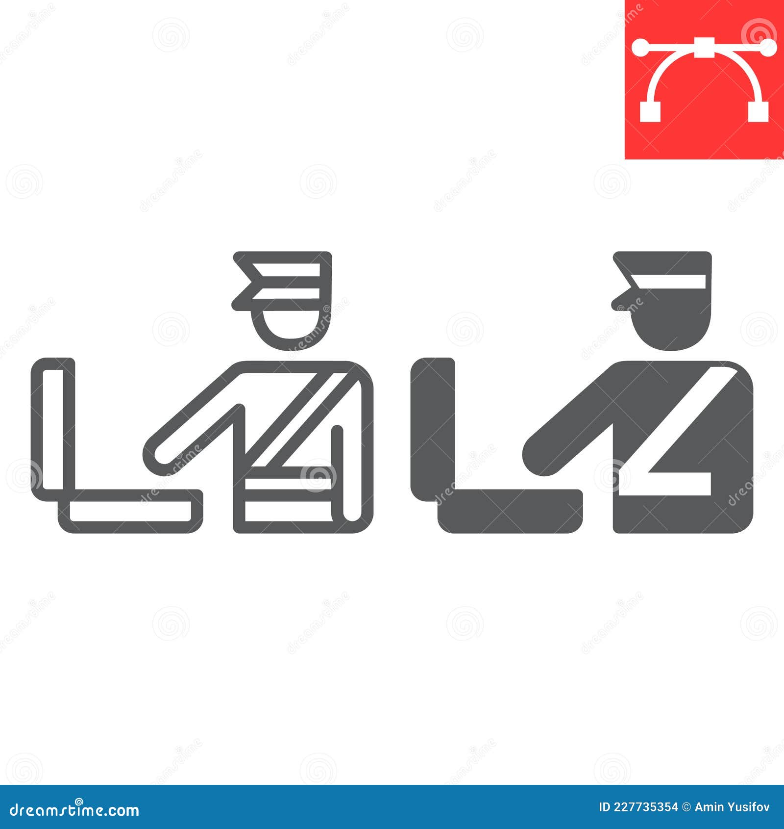 customs inspection line and glyph icon, security checkpoint and airport, luggage control  icon,  graphics