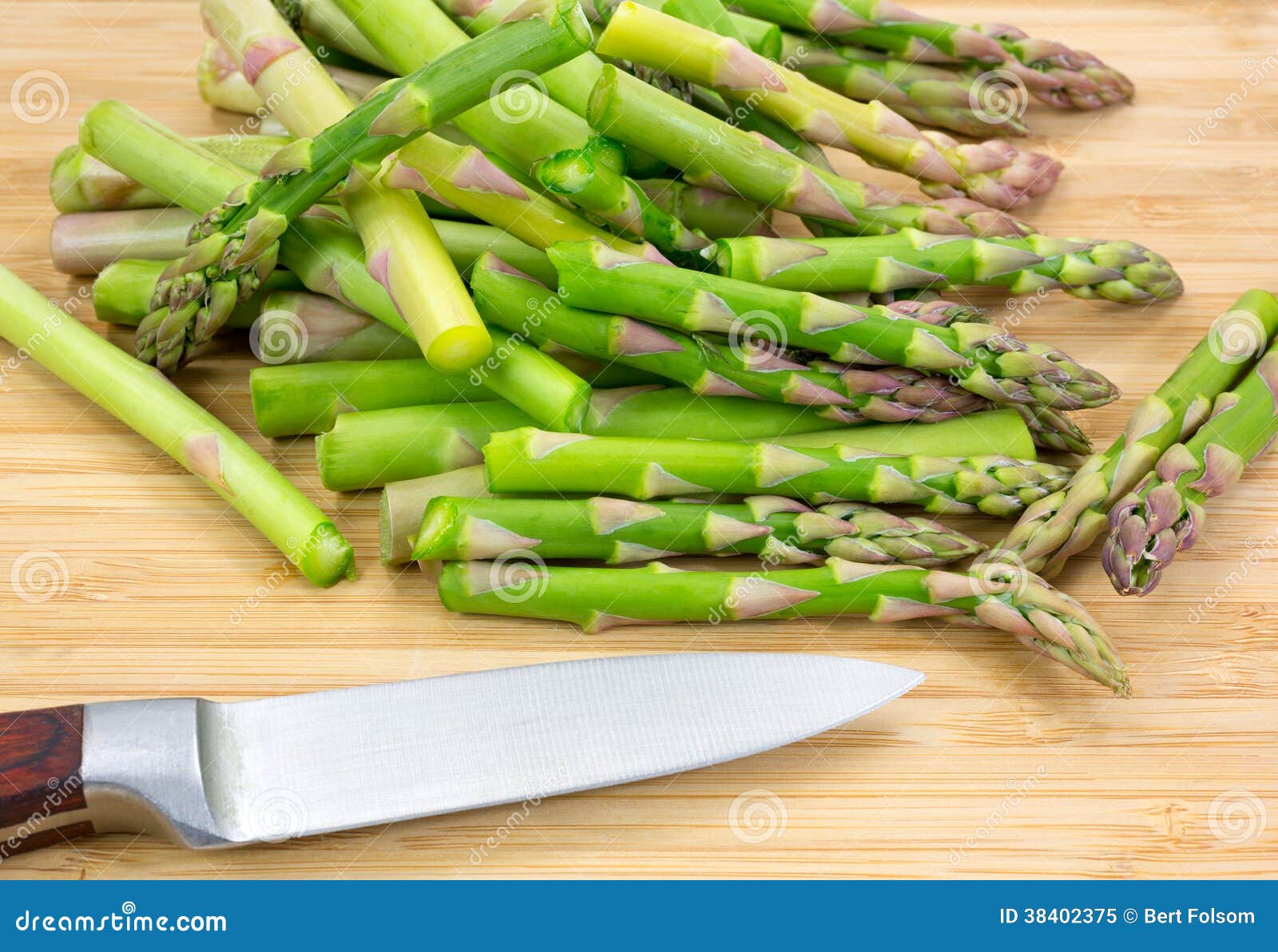 Cut Asparagus on Cutting Board with Knife Stock Image Image of stalks