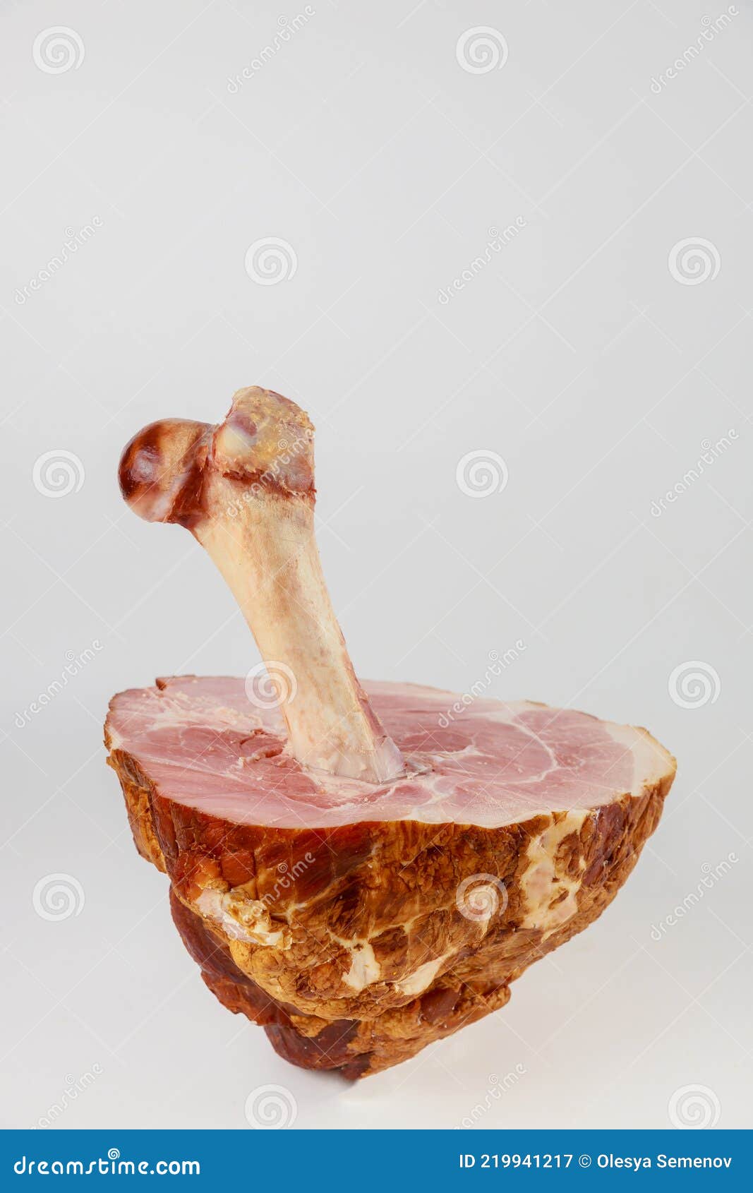 Cut Bone in Ham on White Isolated Background Stock Image Image of