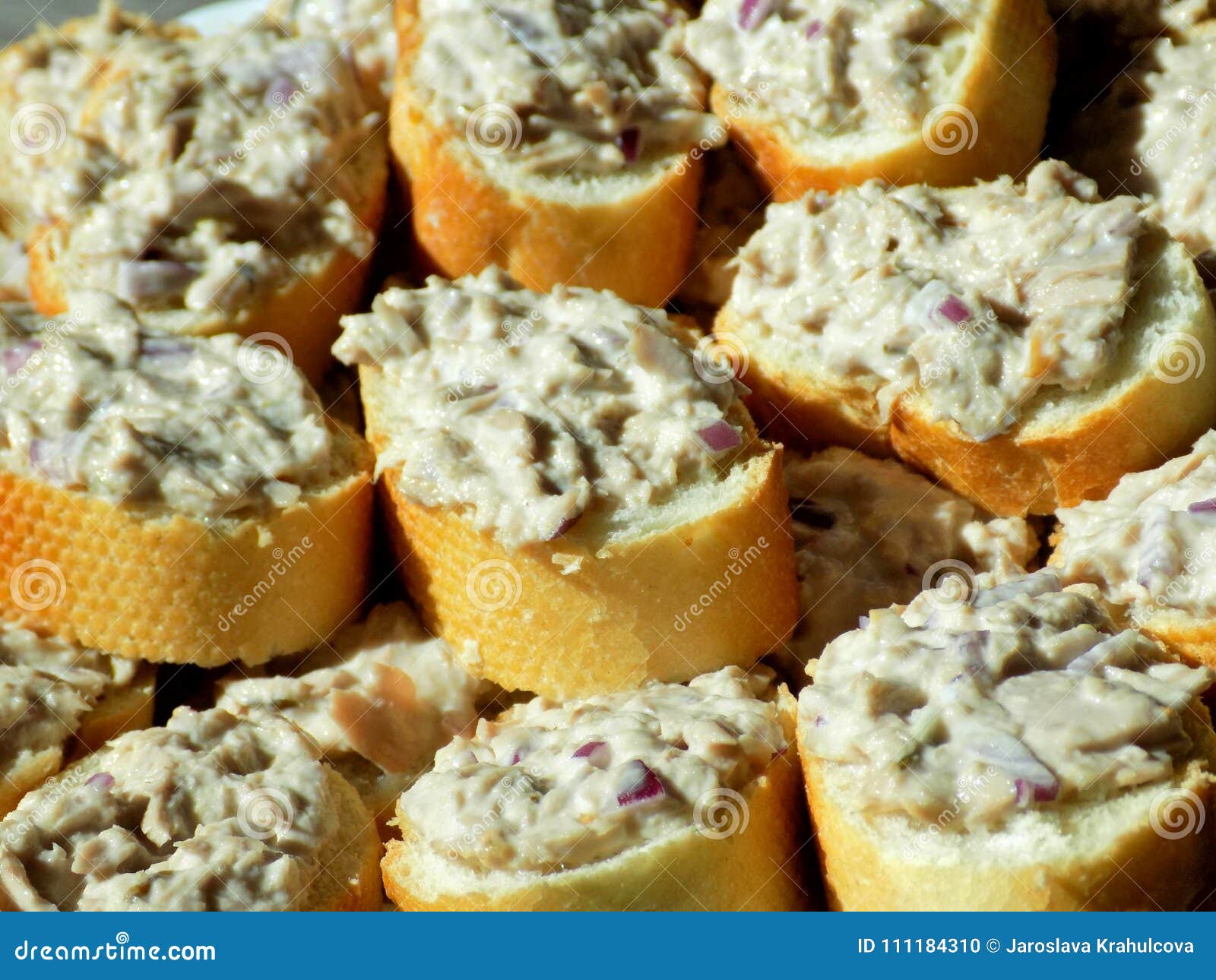 Cut Bread with Tuna Spread from Close Up Stock Photo Image of tuna, white 111184310