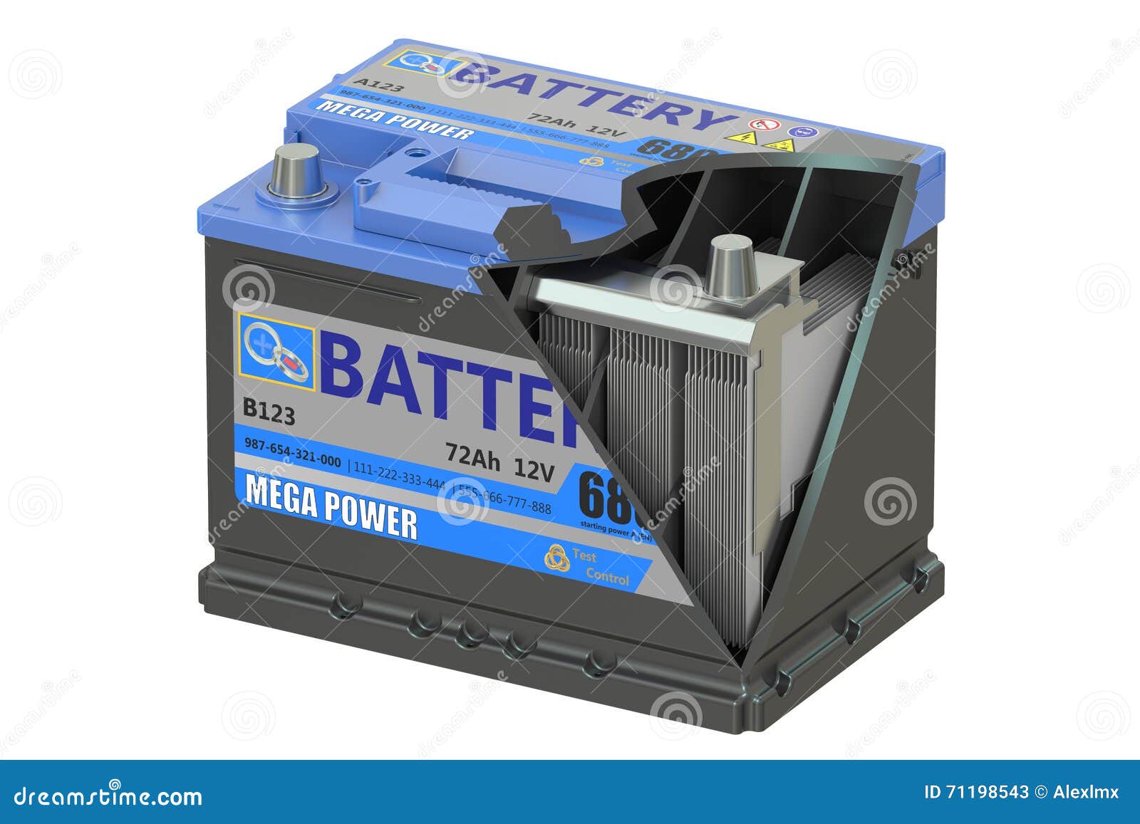 Cut of a Car Battery, 3D Rendering Stock Illustration Illustration of