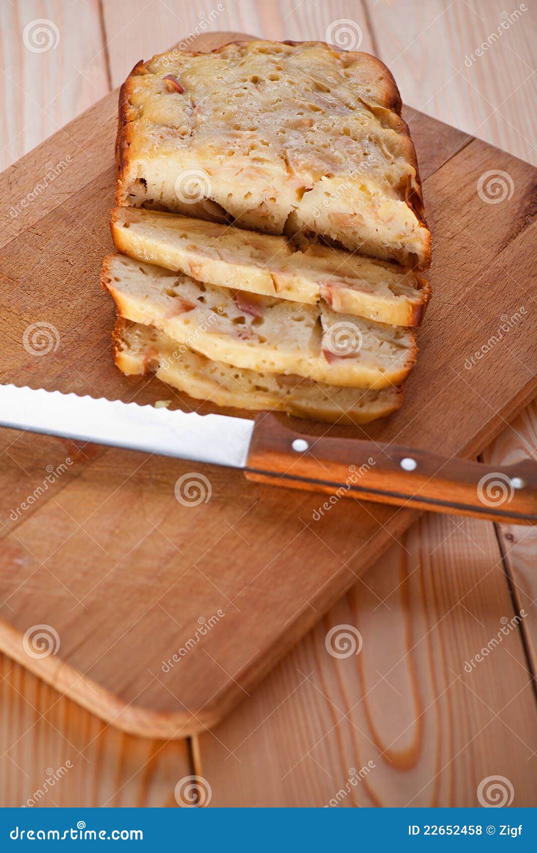Cut Charlotte on Wooden Board Stock Photo Image of flour, component