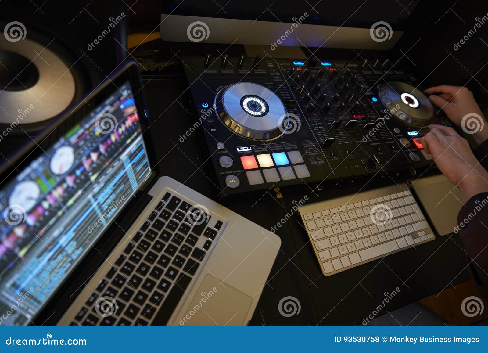Cut in of DJ Decks and Laptop Computer Stock Photo Image of computer