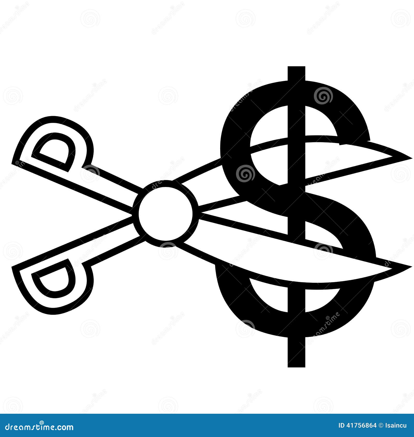 Cut the dollar stock vector. Illustration of debt, cuts - 41756864