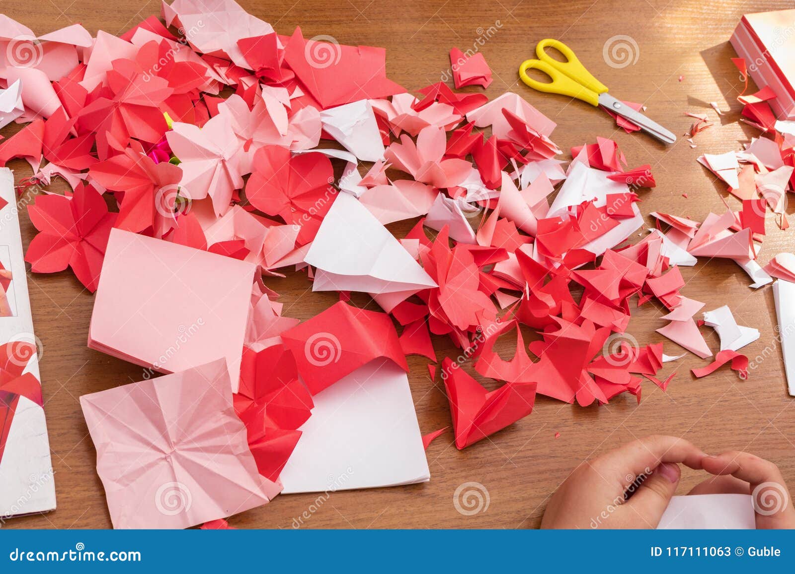 Cut Flowers from Paper. Creating Origami Flowers Stock Image Image of