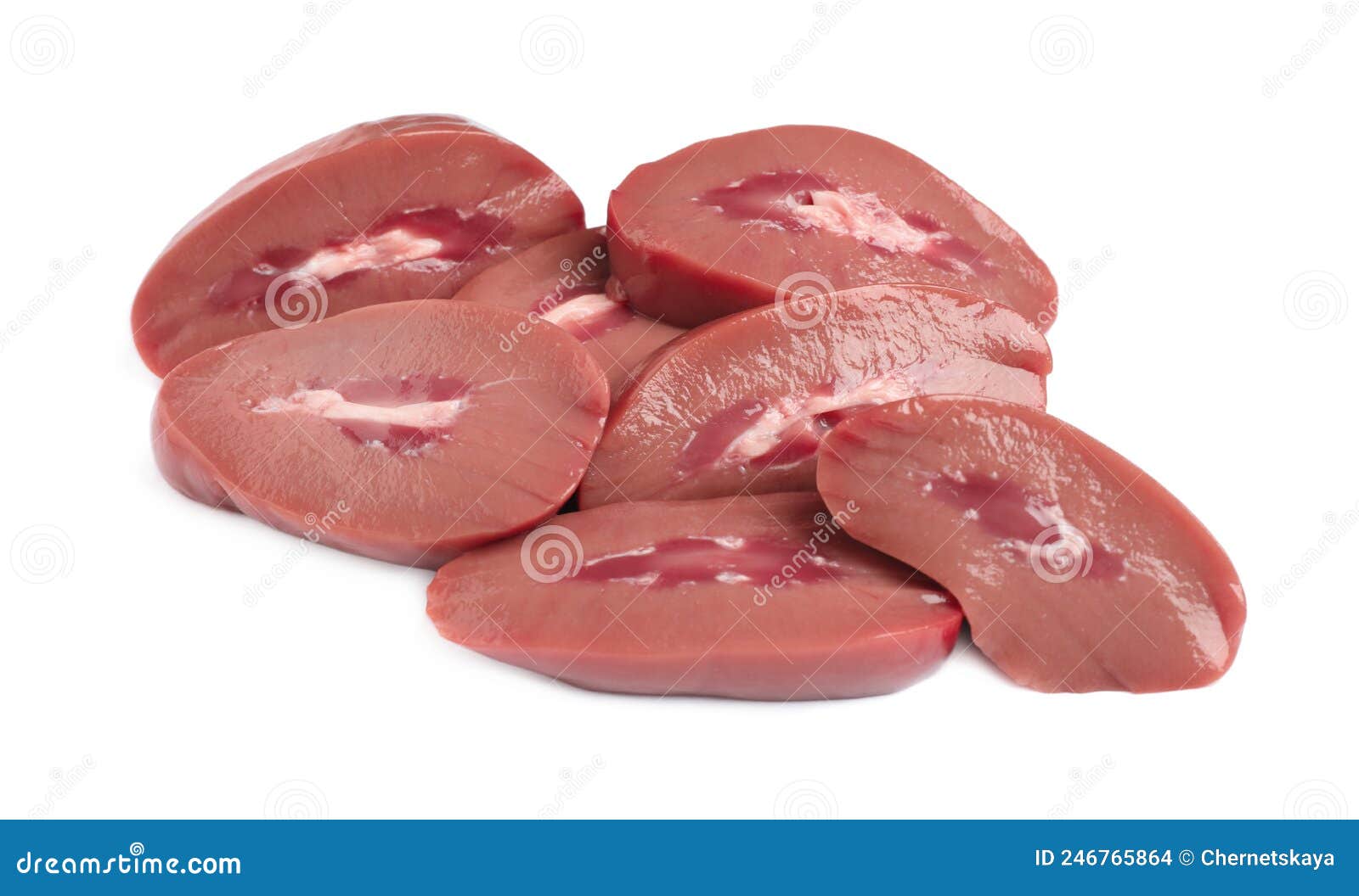 Cut Fresh Raw Pork Kidney on White Background Stock Photo Image of