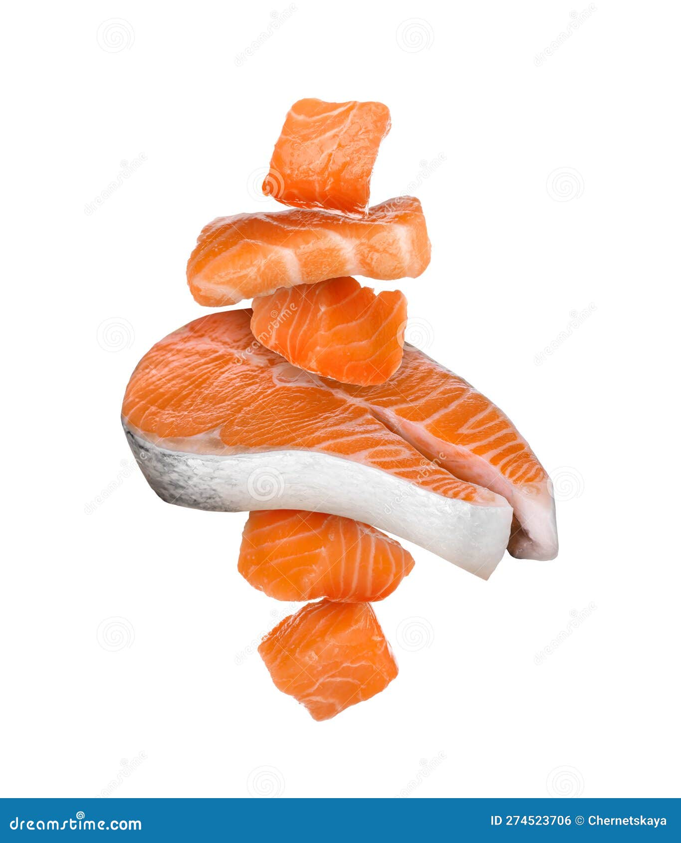 Cut Fresh Salmon Falling on White Stock Photo Image of exotic, gastronomy 274523706