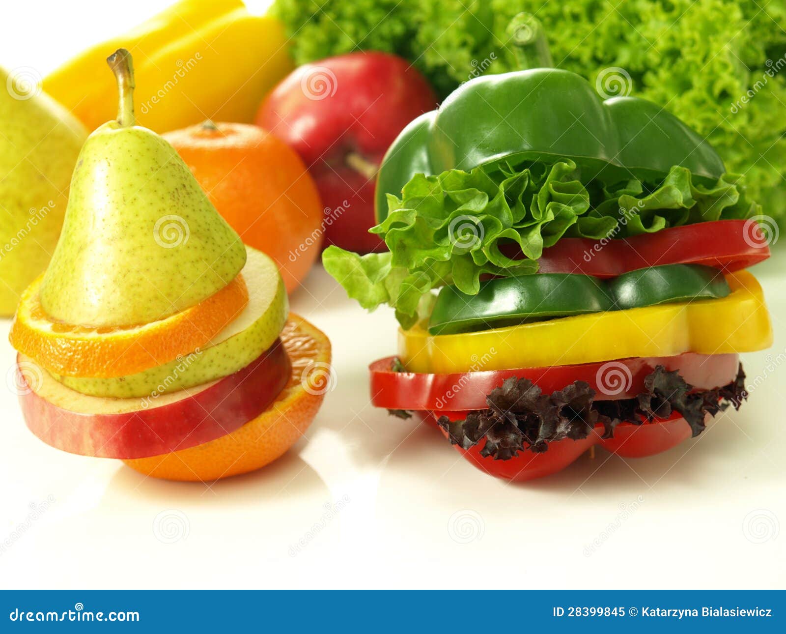 Cut fruit and vegetables stock image. Image of composition 28399845