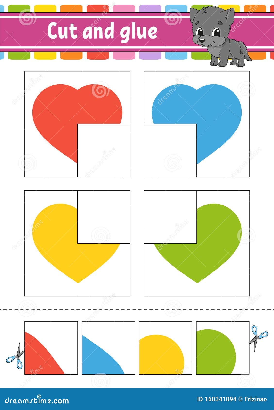 Download Cut And Glue. Four Flash Cards. Color Puzzle. Education ...