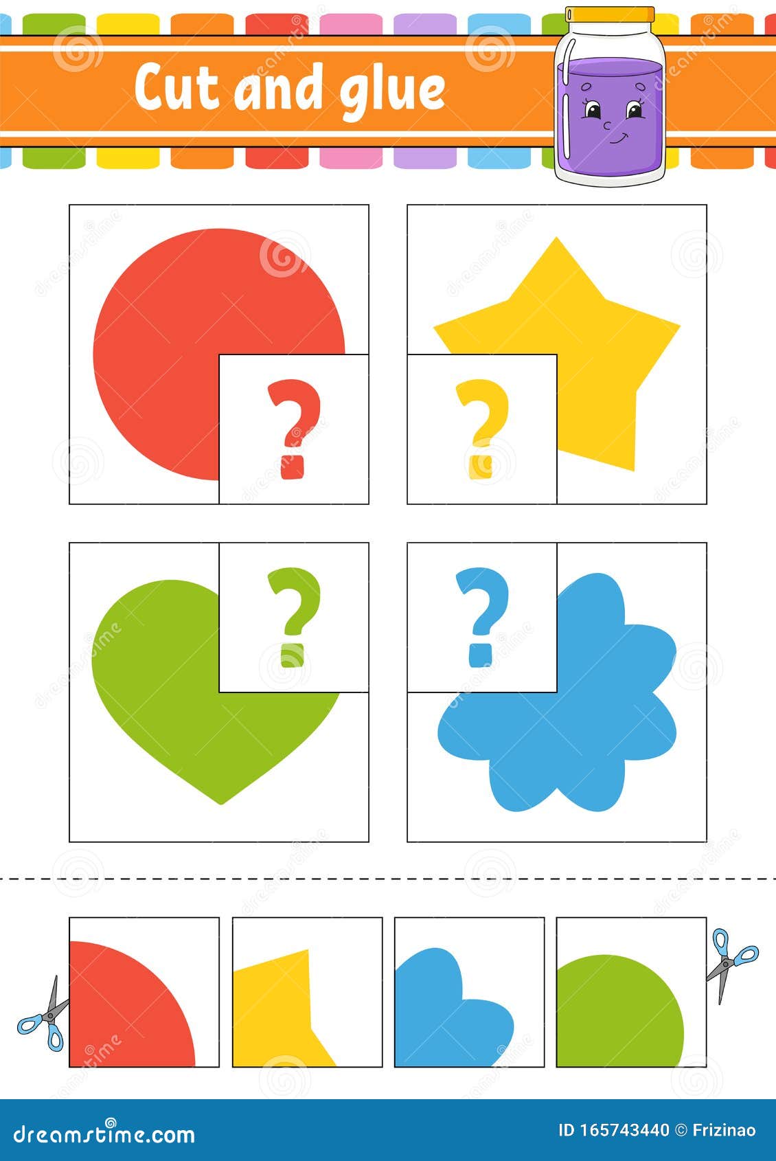 Download Cut And Glue. Four Flash Cards. Color Puzzle. Education ...