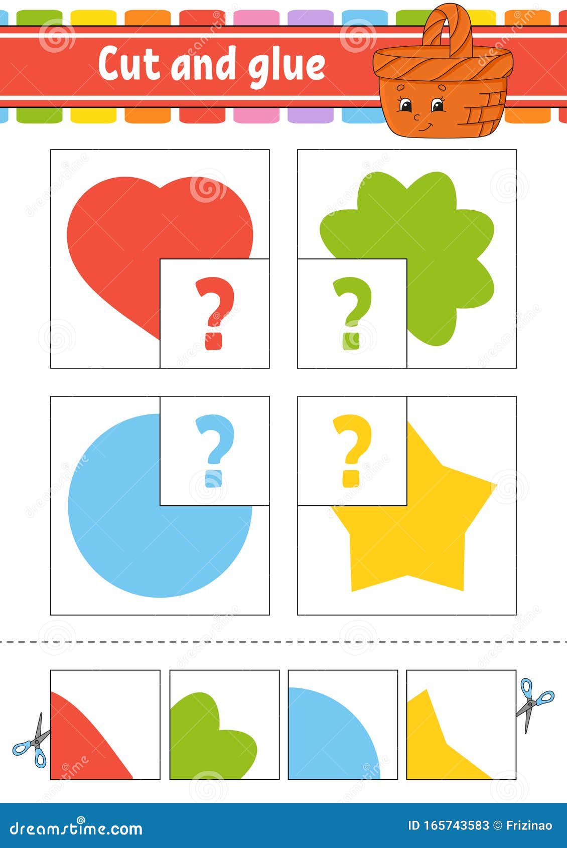 Download Cut And Glue. Four Flash Cards. Color Puzzle. Education ...
