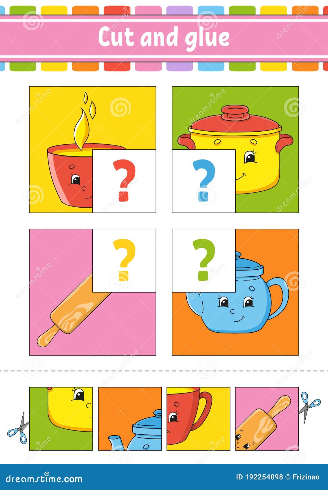 Download Cut And Glue. Set Flash Cards. Color Puzzle. Education ...