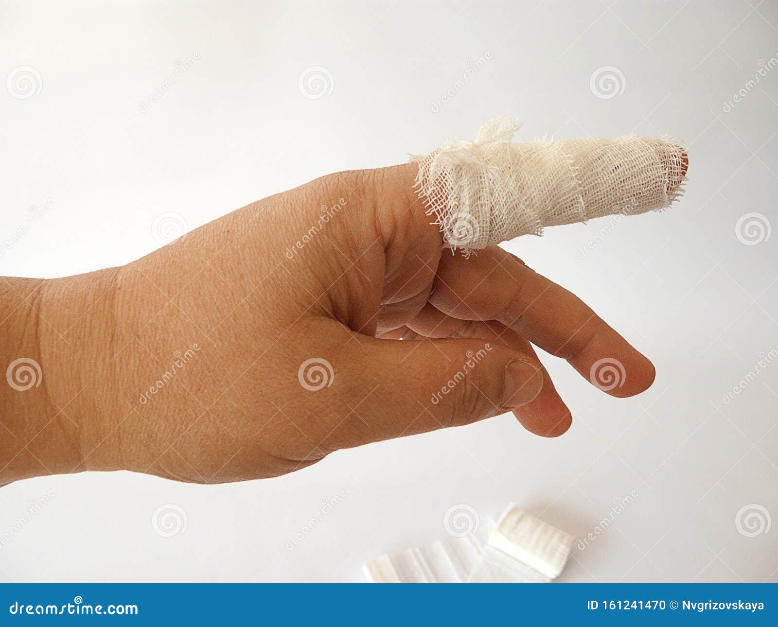 Cut Index Finger. Processed with a Bandage Stock Photo - Image of hand,  pain: 161241470