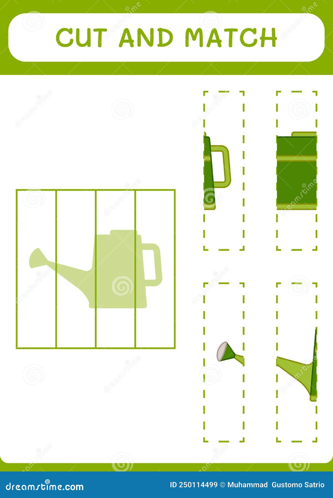 Cut and Match Parts of Watering Can, Game for Children. Vector Stock ...