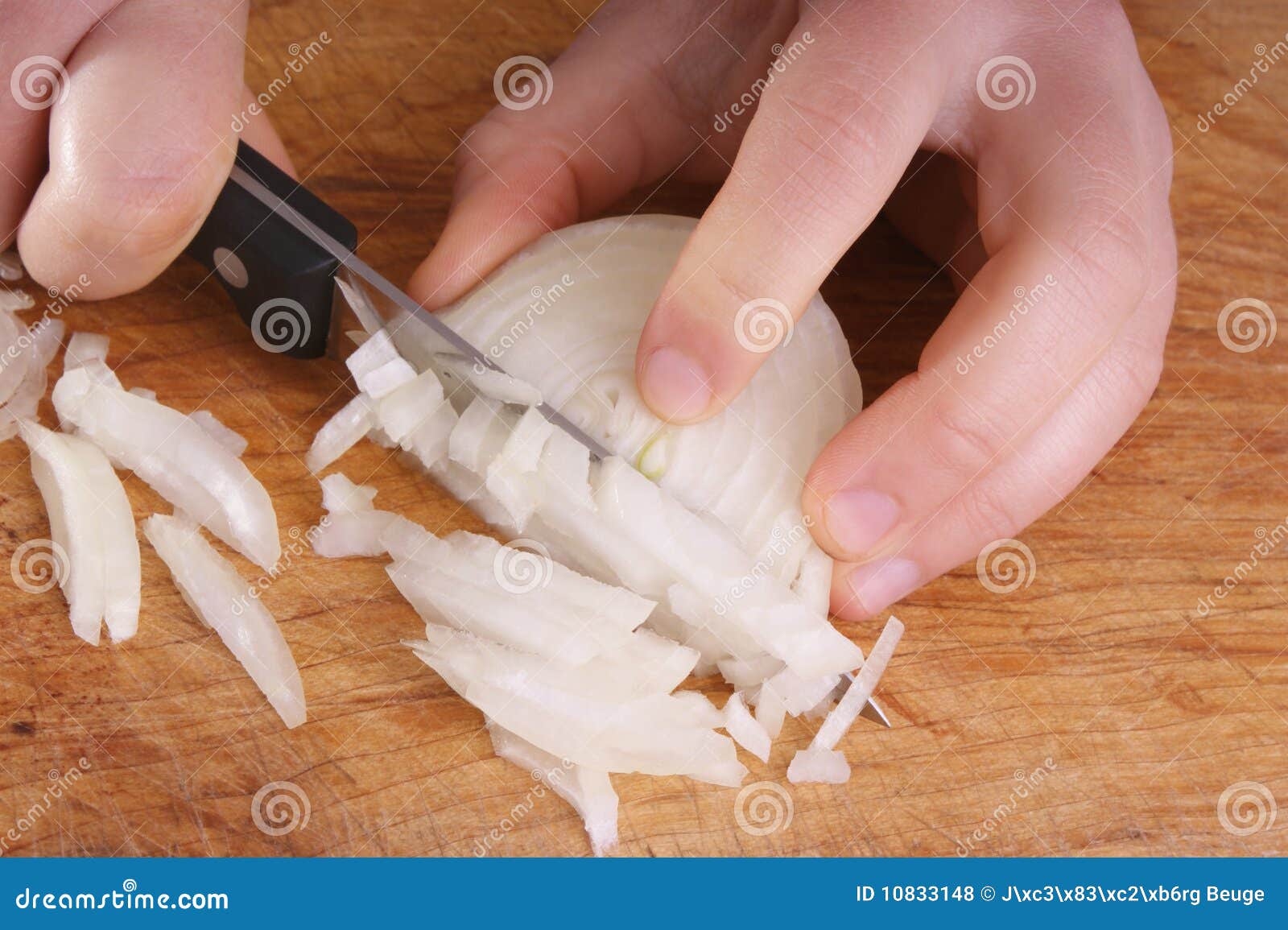 Cut One Onion, Two Hands and a Knife Stock Photo Image of vegetable
