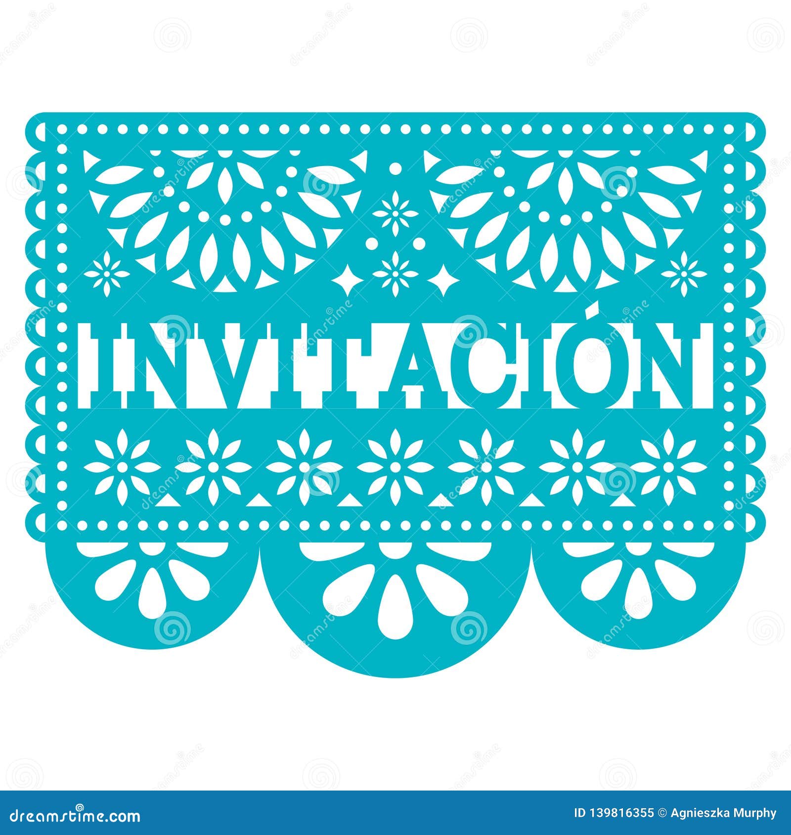 invitacion papel picado   - party invitation in spanish, mexican pattern greeting card