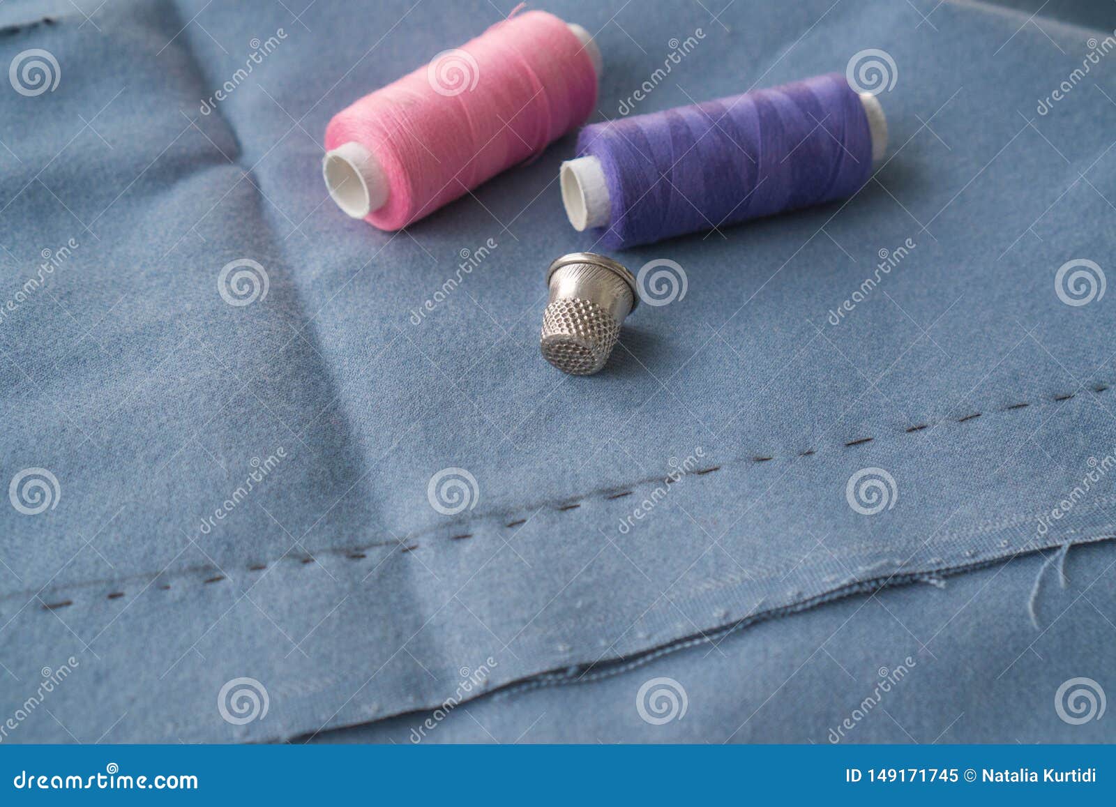 Two Spools of Pink Thread with Needle Stock Photo - Image of point