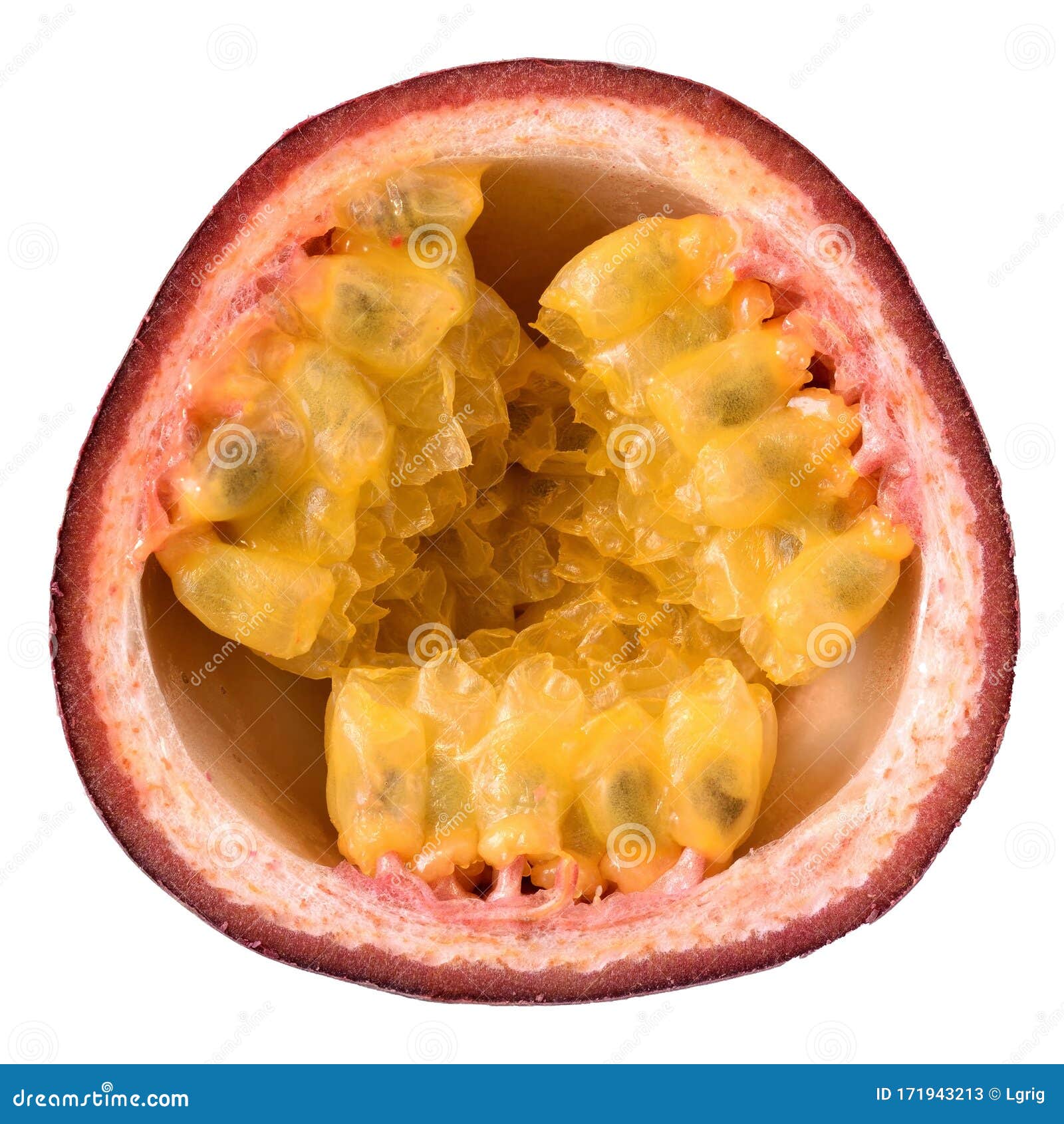Cut Passion Fruit Close Up Isolated Stock Image Image of fruit, path
