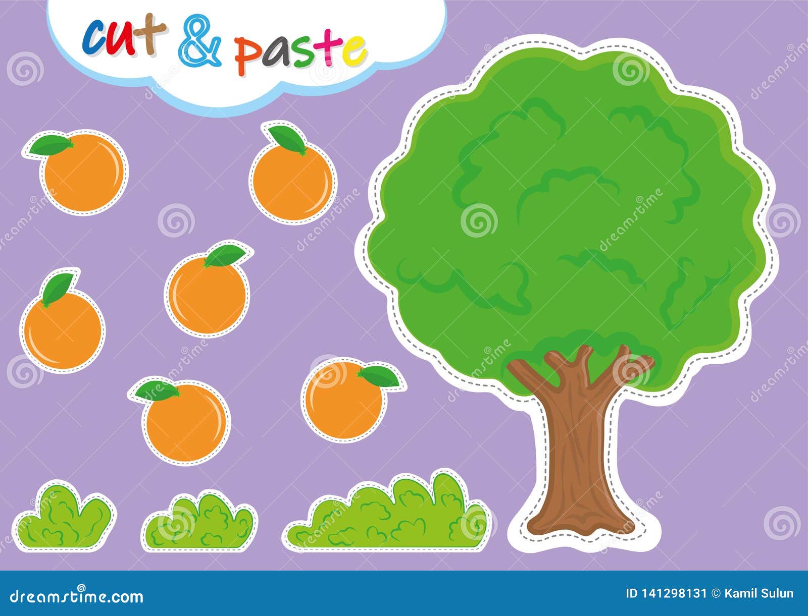 Cut And Paste Activities For Kindergarten Preschool Cutting And Pasting Worksheets Stock Illustration Illustration Of Colorful Vector 141298131