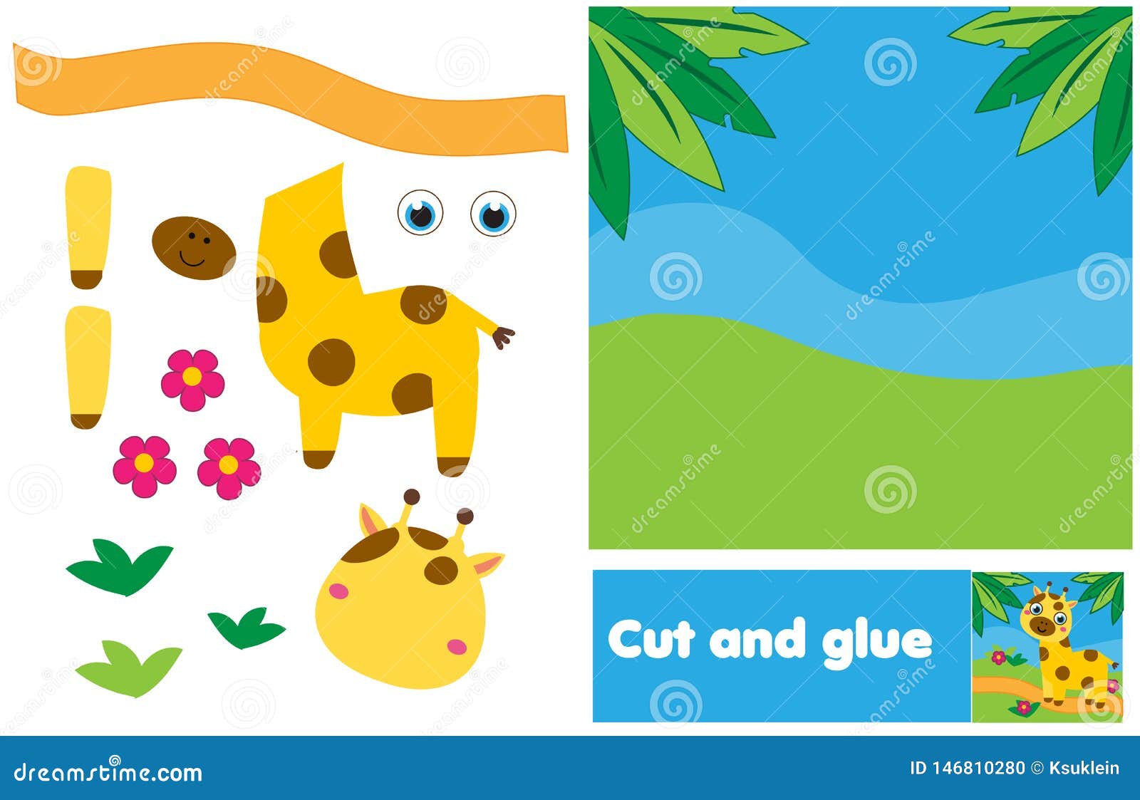 Giraffe Cutting Firewood Vector Illustration | CartoonDealer.com #31534970