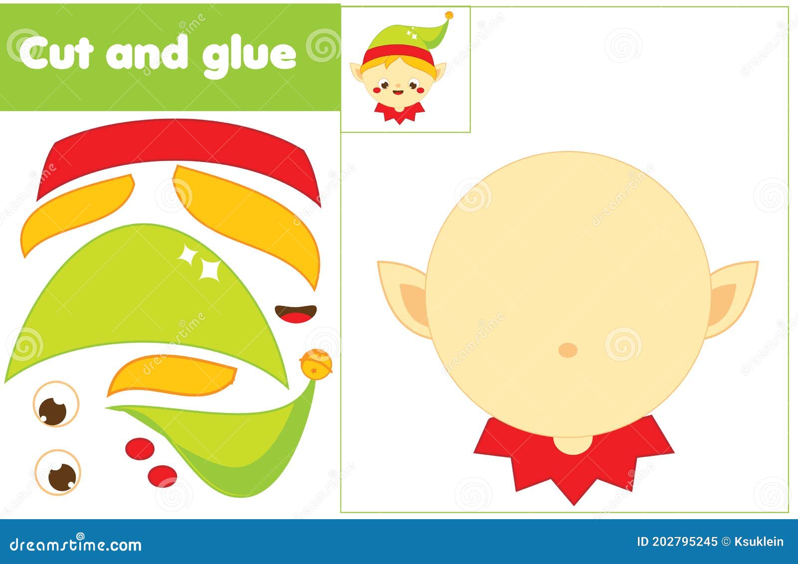 Cut and Paste Children Educational Game. Paper Cutting Activity. Make a