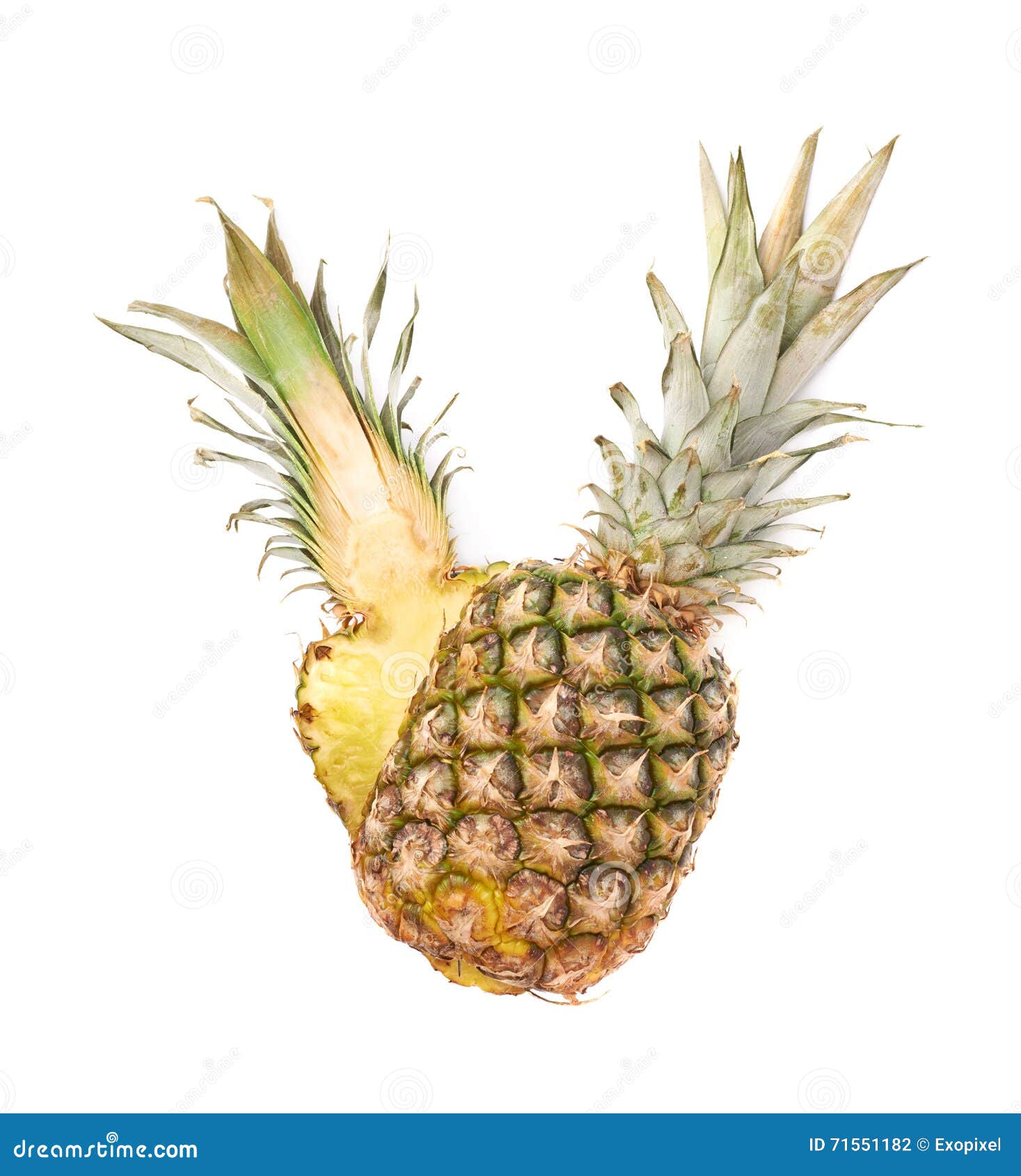 Cut Pineapple Isolated Over White Background Stock Photo Image of