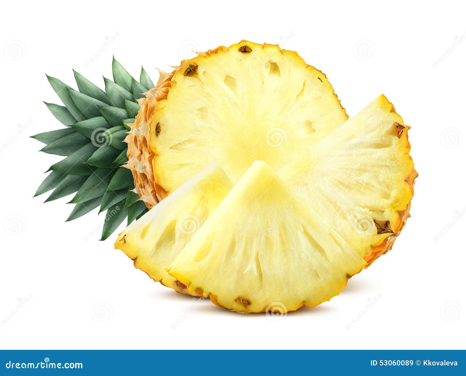 Cut Pineapple and Pieces on White Background Stock Image Image of
