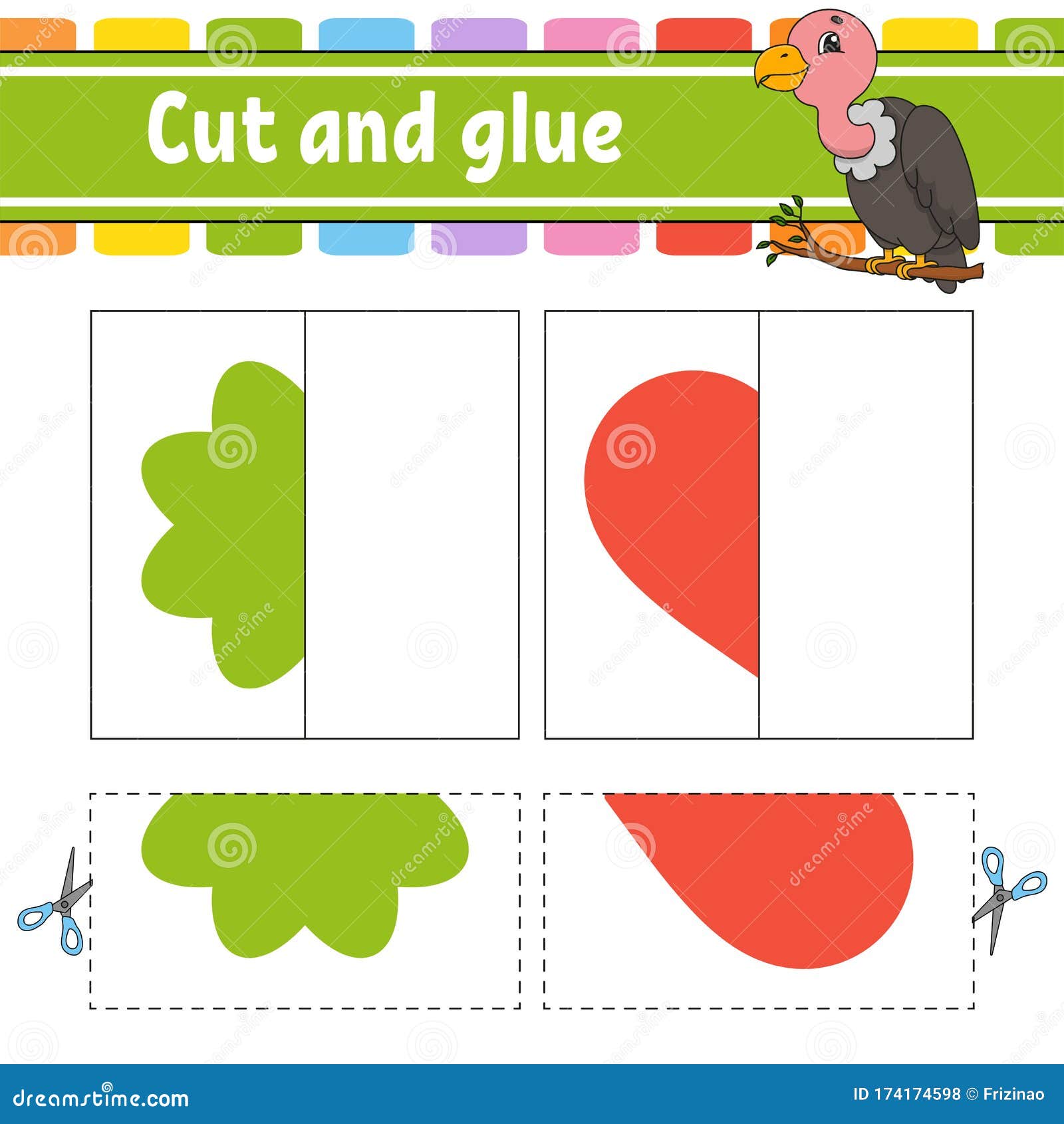 Download Cut And Play. Paper Game With Glue. Flash Cards. Color ...