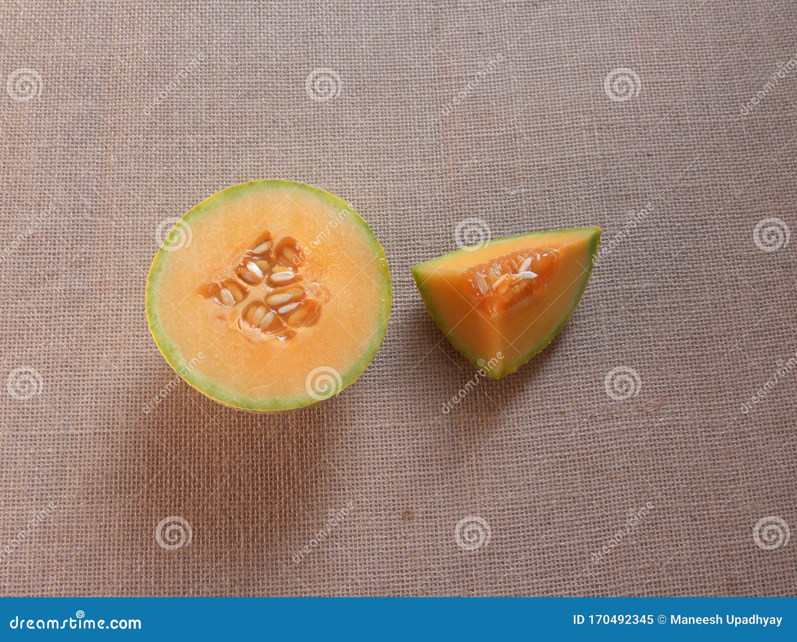 Cut ripe Netted Muskmelon stock image. Image of juicy 170492345