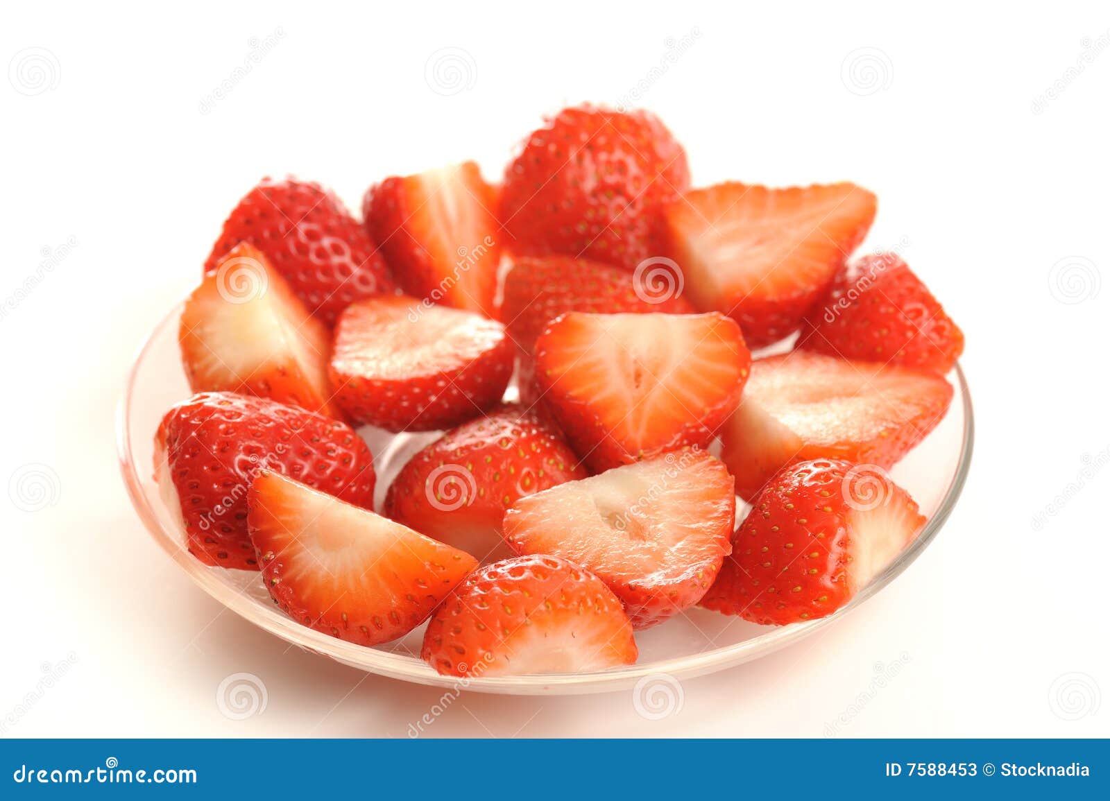 Cut Strawberries on the Plate Stock Image Image of freshness, healthy