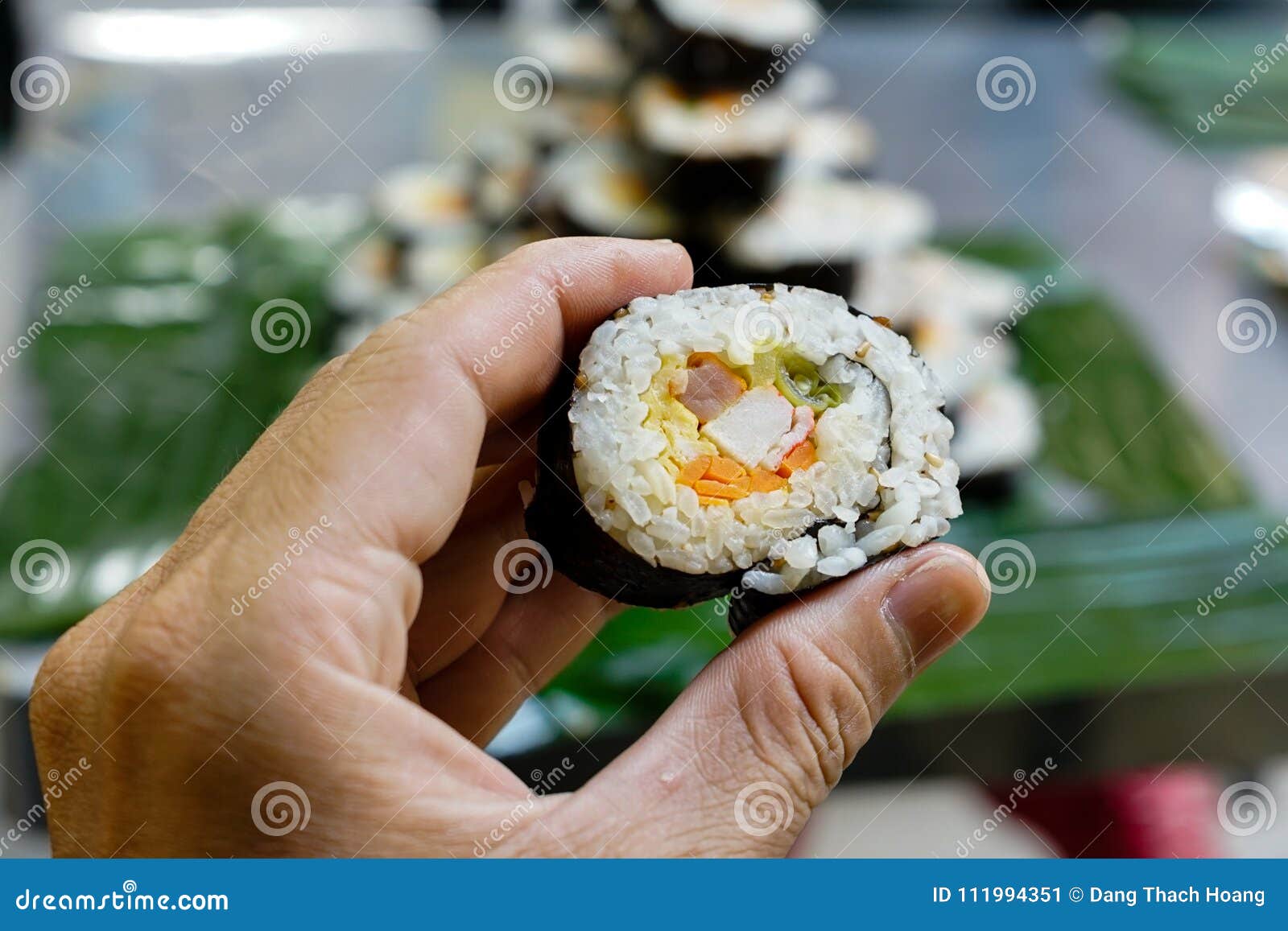 Cut Sushi roll stock image. Image of chopping, horizontal 111994351