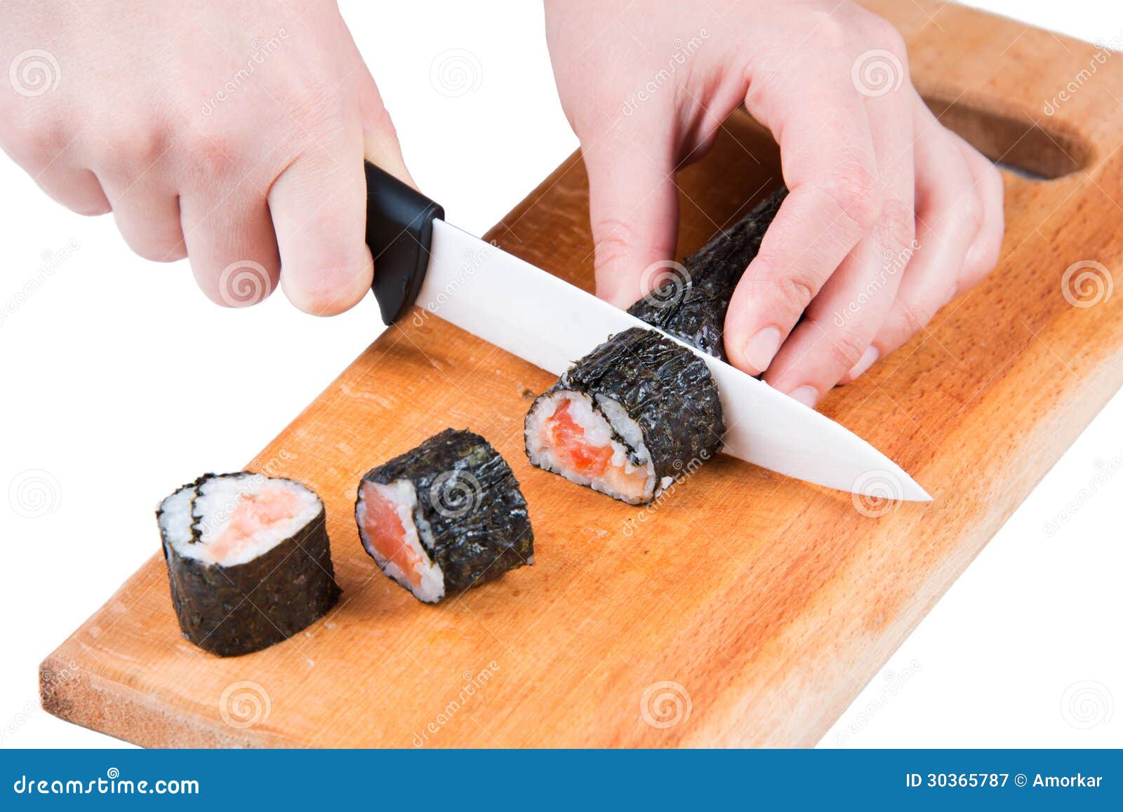 Cut sushi roll stock image. Image of sharp, chop, food 30365787