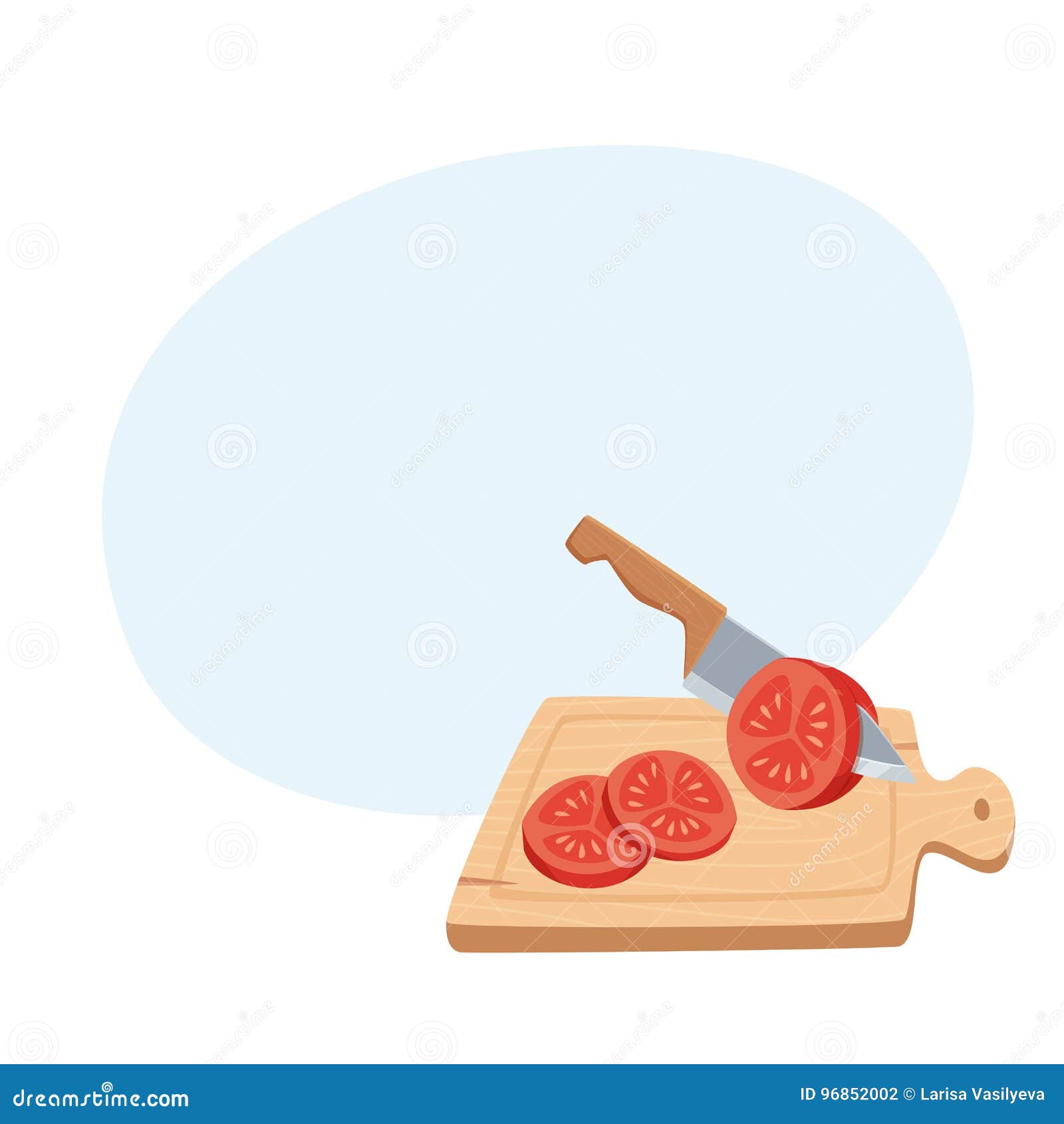 Cut tomato with a knife stock vector. Illustration of fresh 96852002