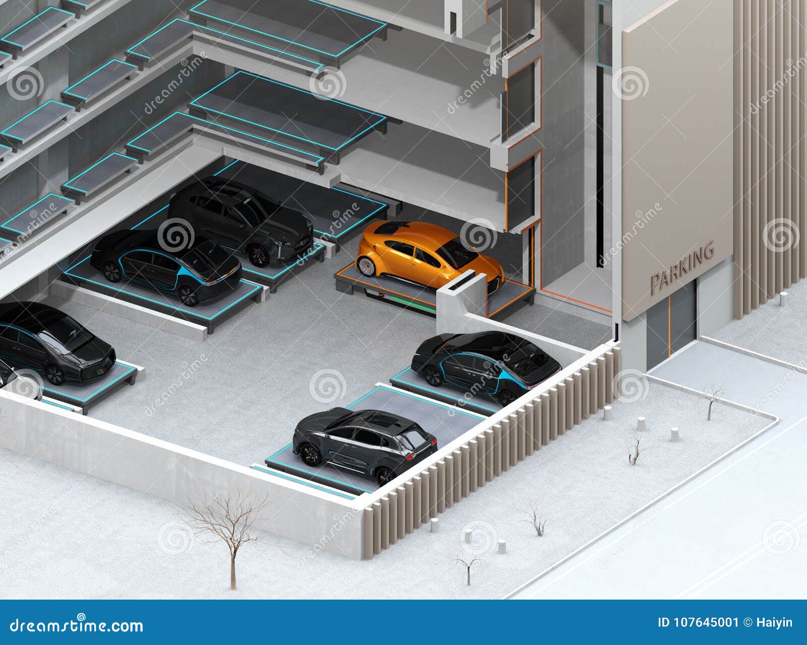 Cutaway Concept Image For Automatic Car Parking System By Agv